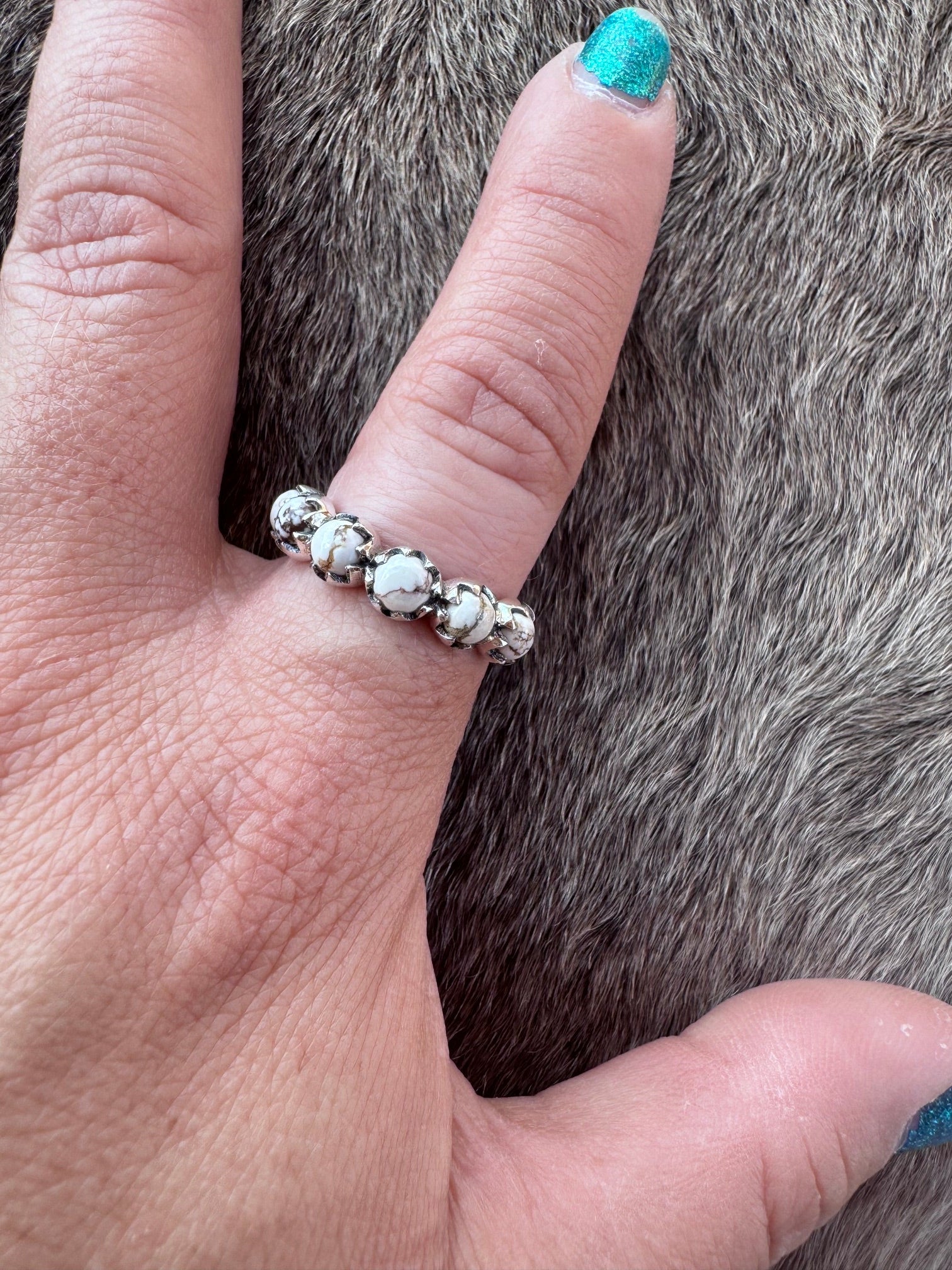 Handmade Sterling Silver & WildHorse 6 Stone Stacker Ring