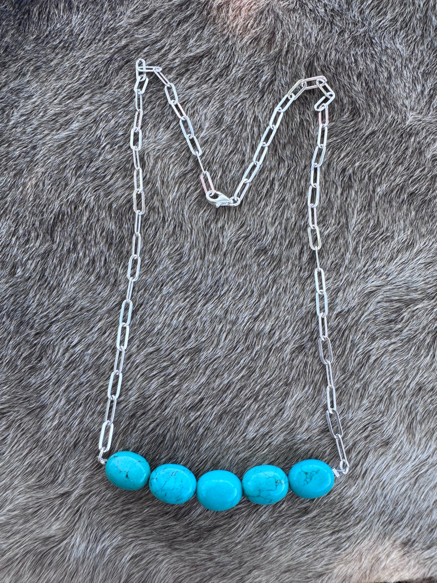 Handmade Sterling Silver Lone Mountain Large Beaded Necklace by Roaming Buffalo 18"