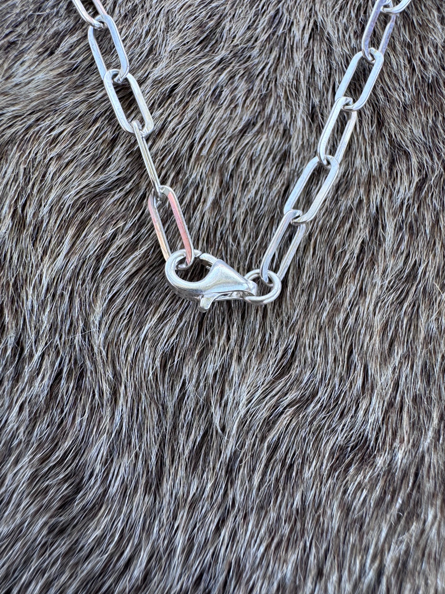 Handmade Sterling Silver Lone Mountain Large Beaded Necklace by Roaming Buffalo 18"