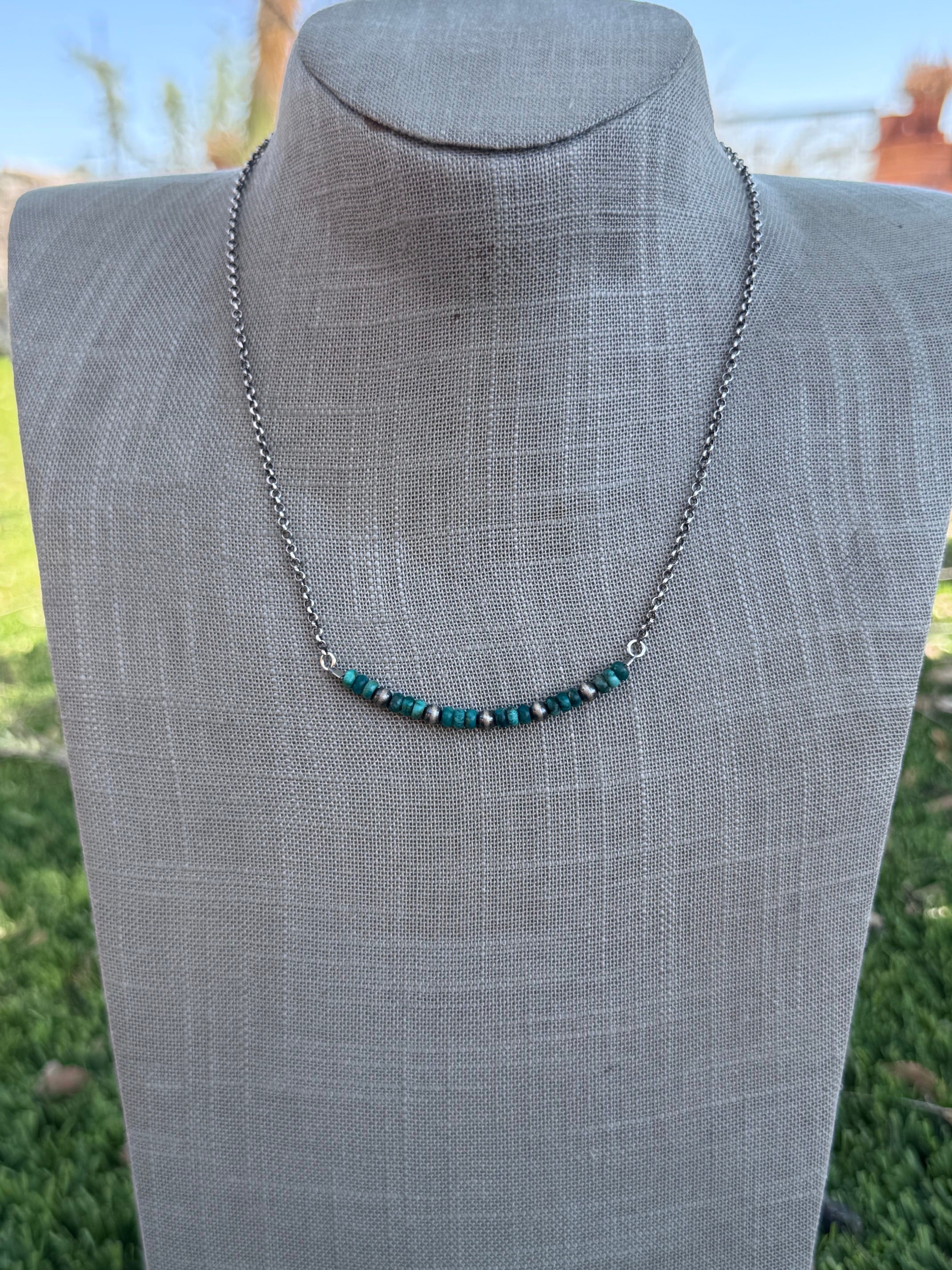 Handmade Sterling Silver Hubei & Pearl Beaded Necklace by Roaming Buffalo