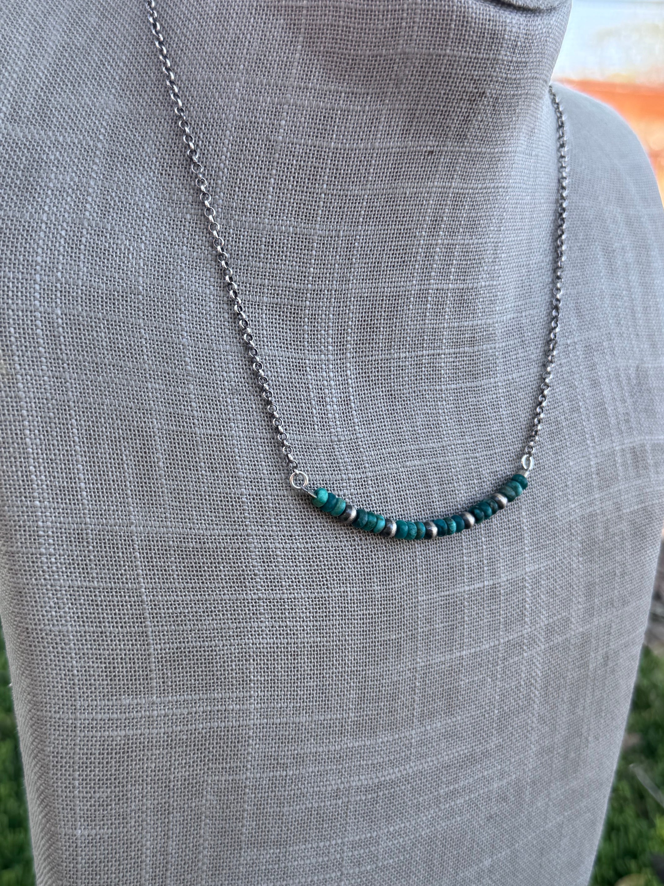 Handmade Sterling Silver Hubei & Pearl Beaded Necklace by Roaming Buffalo