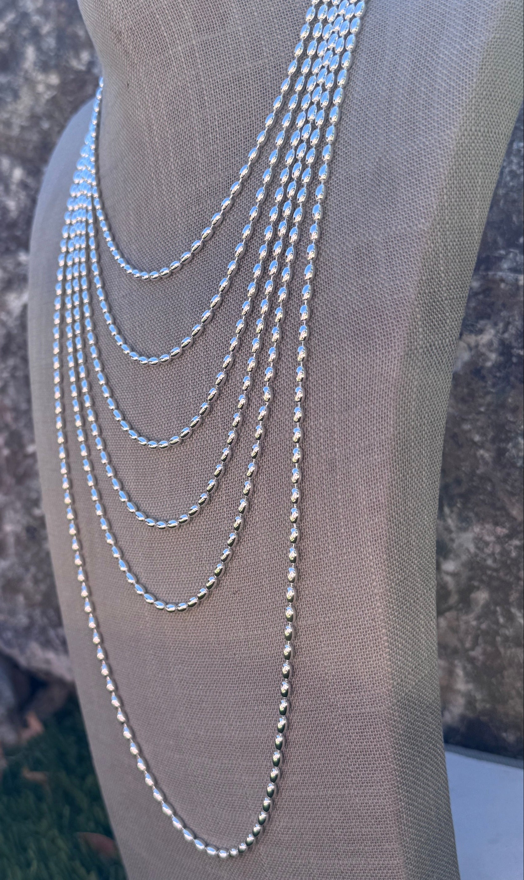 Handmade Sterling Silver Seed Bead 3-4mm Beaded Necklace