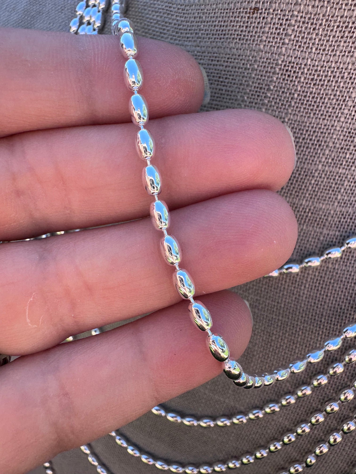 Handmade Sterling Silver Seed Bead 3-4mm Beaded Necklace