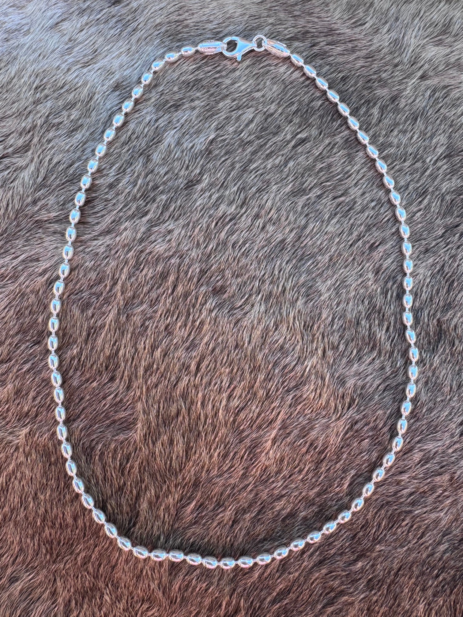 Handmade Sterling Silver Seed Bead 3-4mm Beaded Necklace