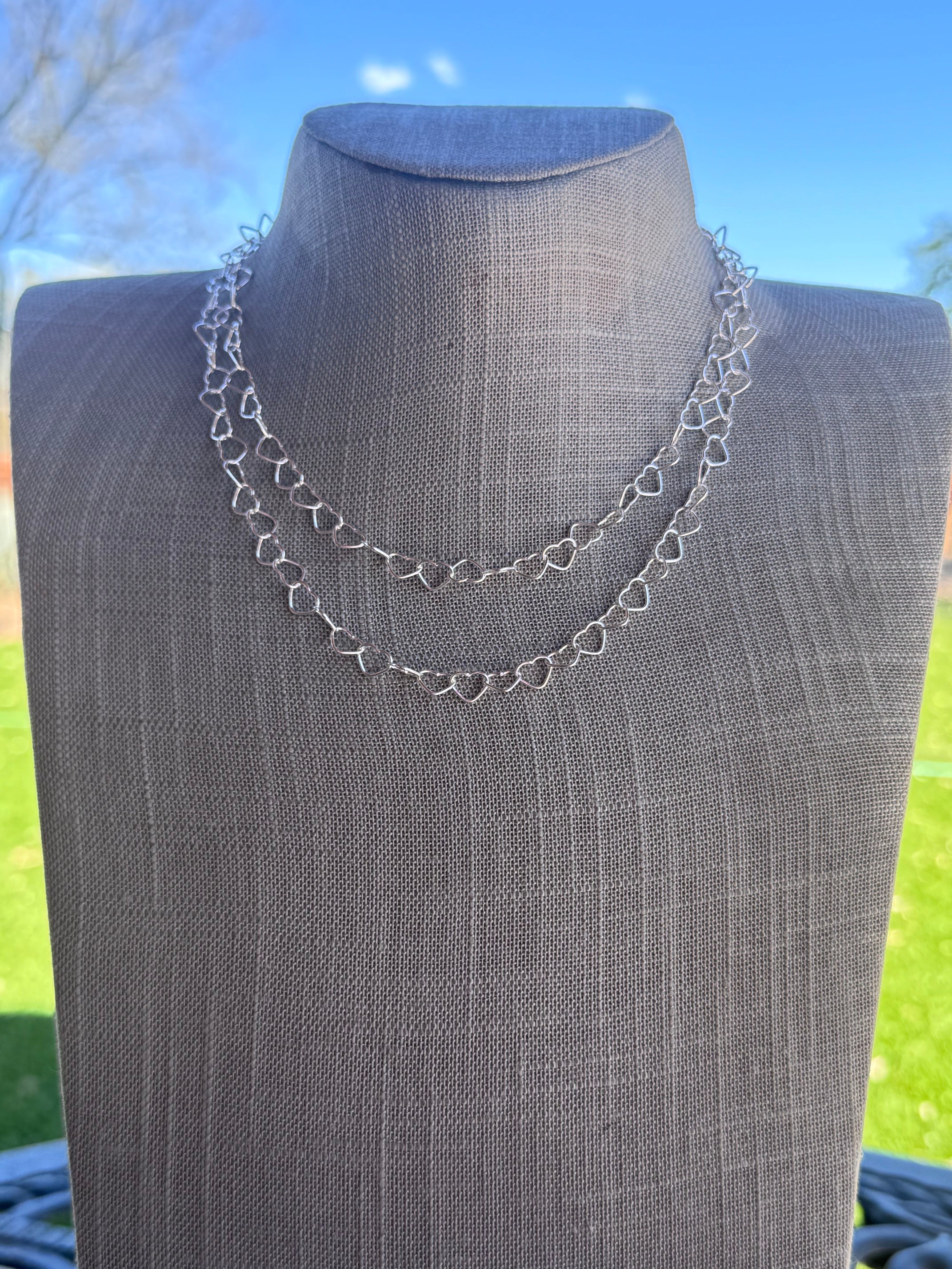 Handmade Sterling Silver Heart Chain Necklace