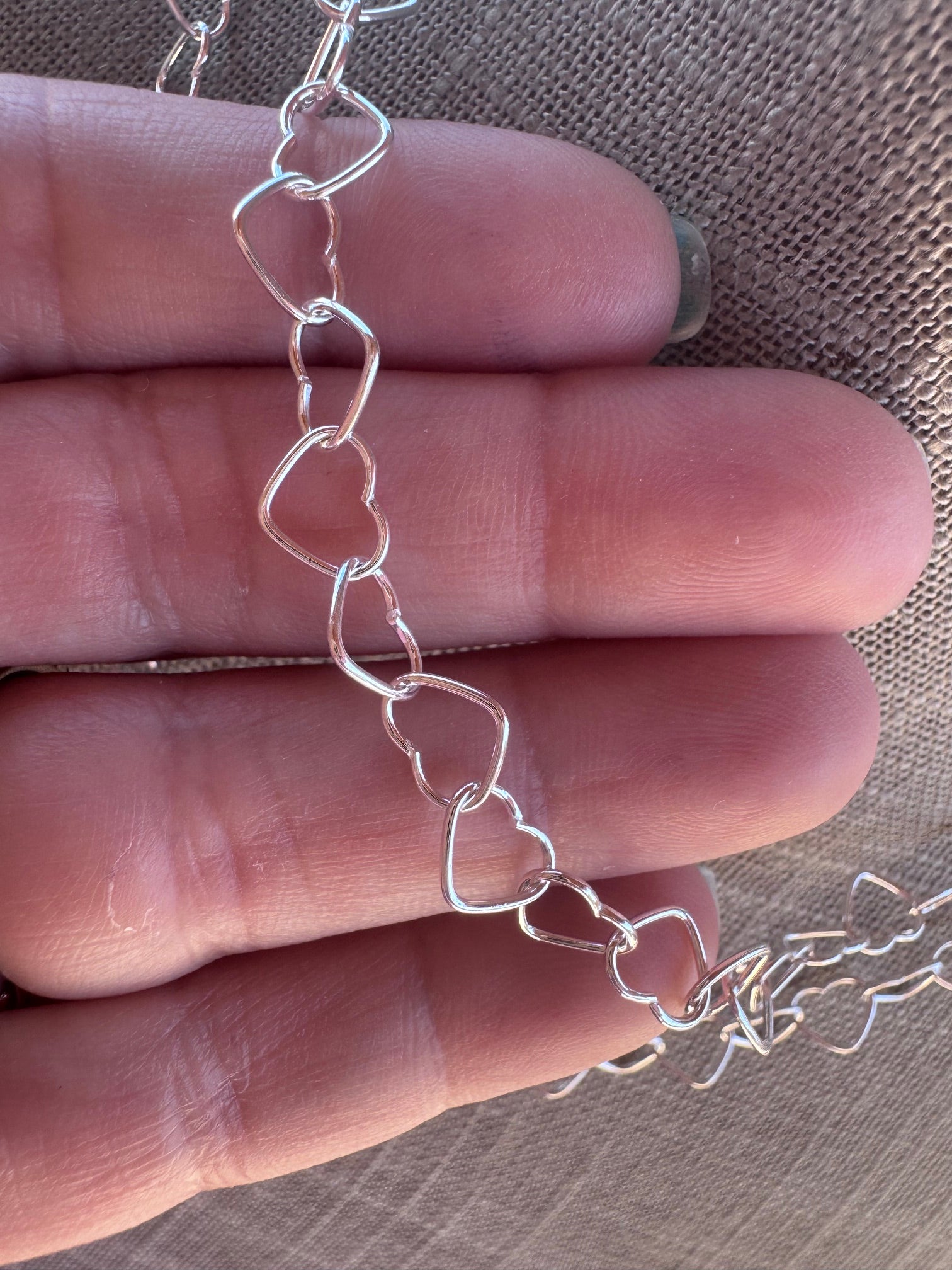 Handmade Sterling Silver Heart Chain Necklace