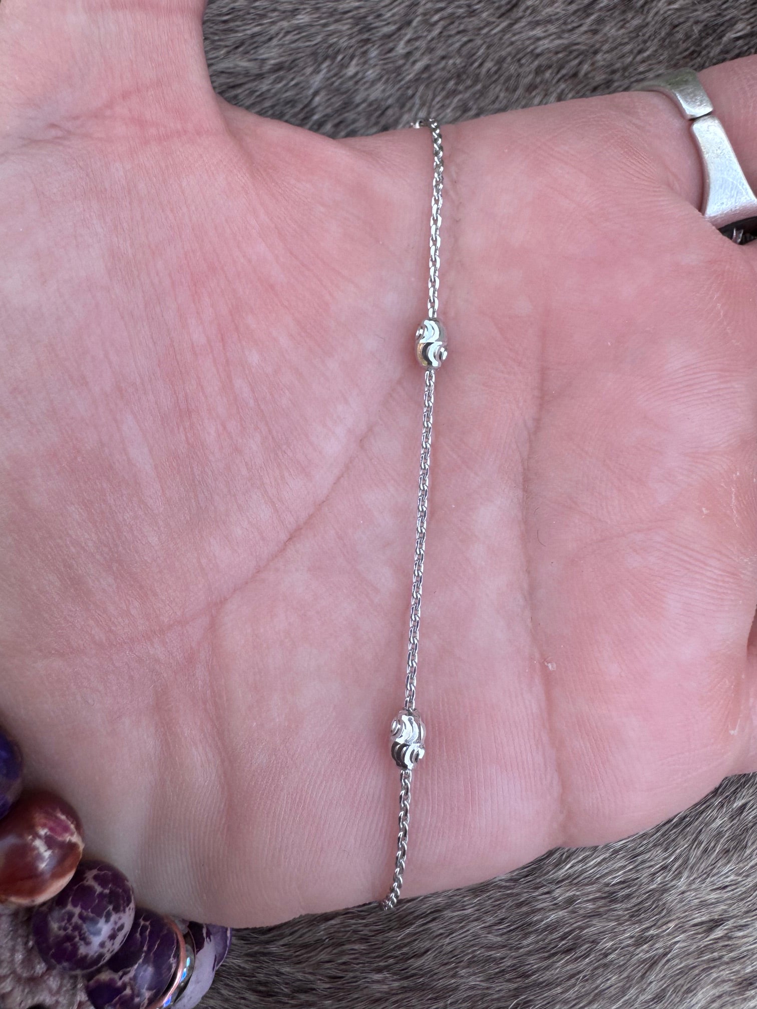 Handmade Sterling Silver Diamond Cut Chain Anklet