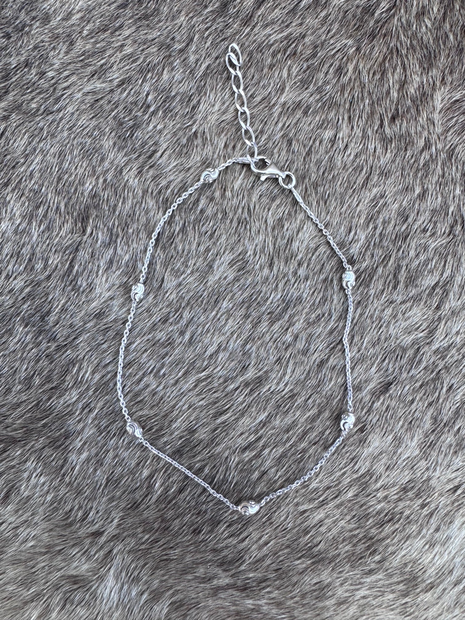 Handmade Sterling Silver Diamond Cut Chain Anklet