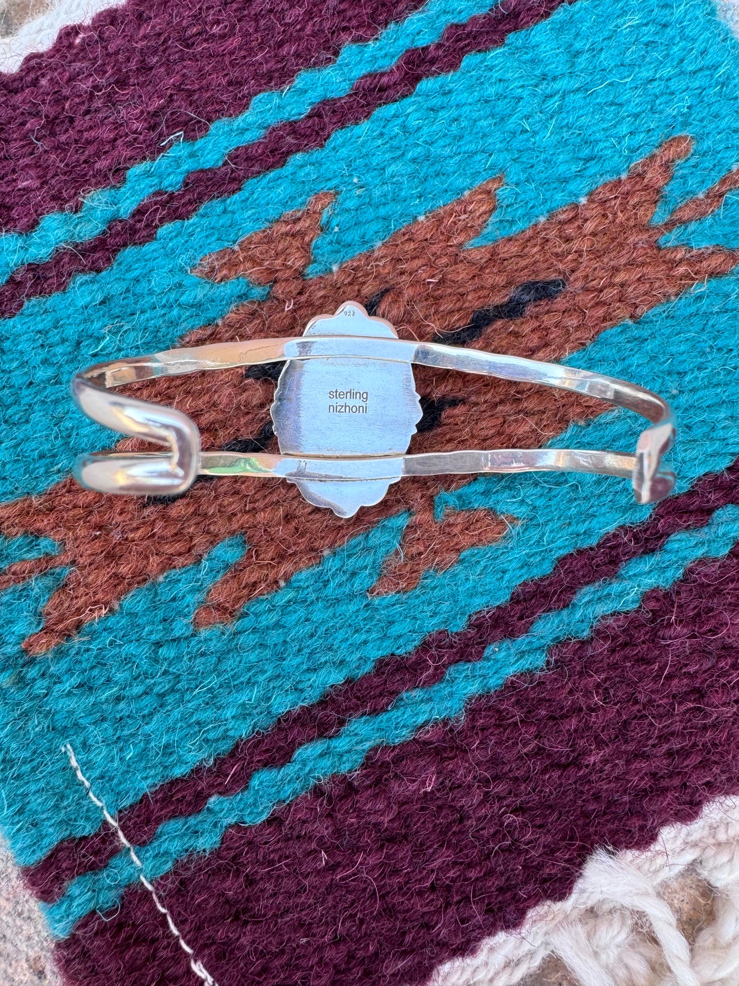 Handmade Sterling Silver & Single Stone Number 8 Turquoise Adjustable Cuff Bracelet
