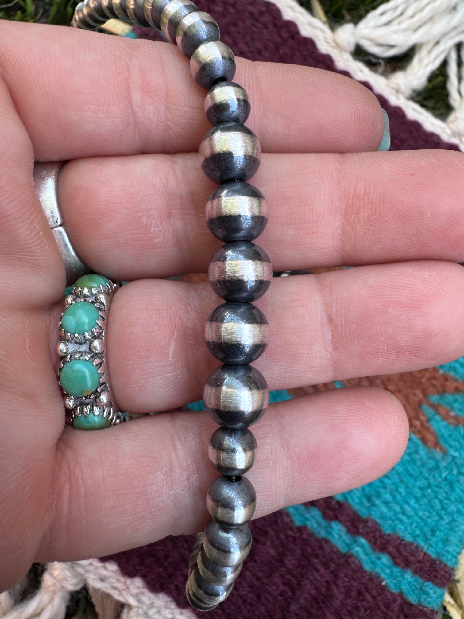 Handcrafted Graduated Sterling Silver Pearl 3-8mm Beaded Necklace