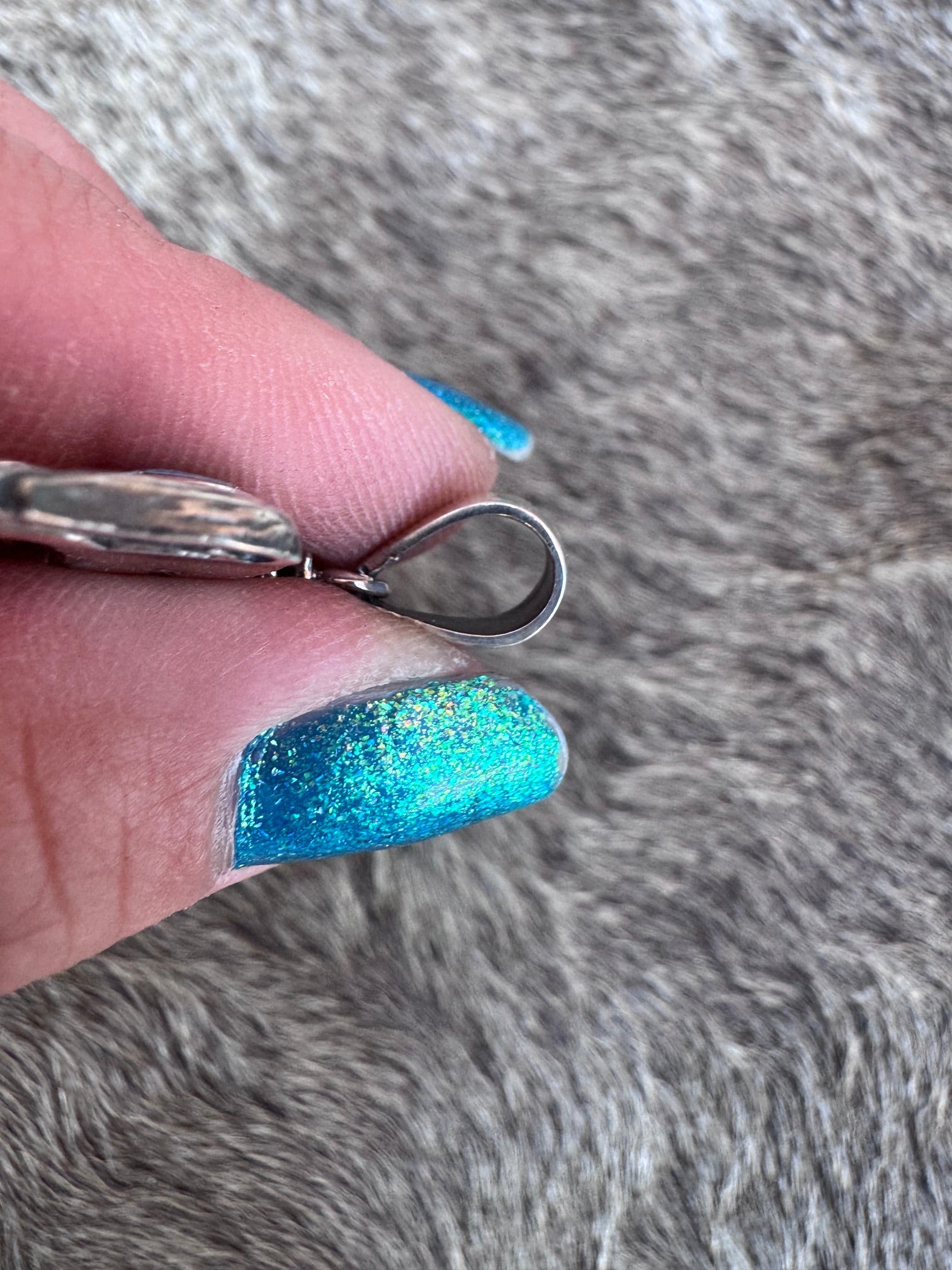 Handmade Sterling Silver Light Blue Fire Opal Inlay Horse Pendant (4)