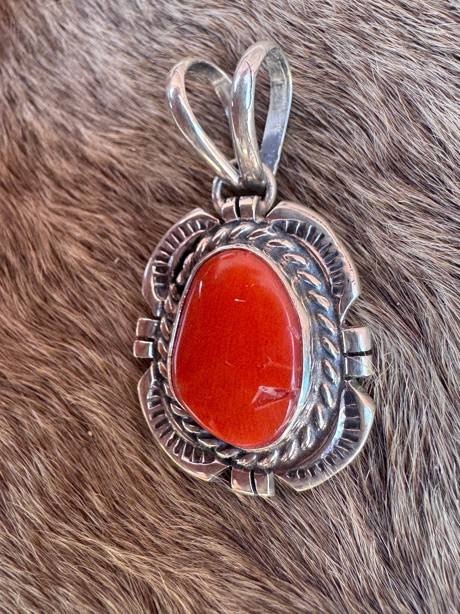 Handcrafted Sterling Silver Coral Pendant