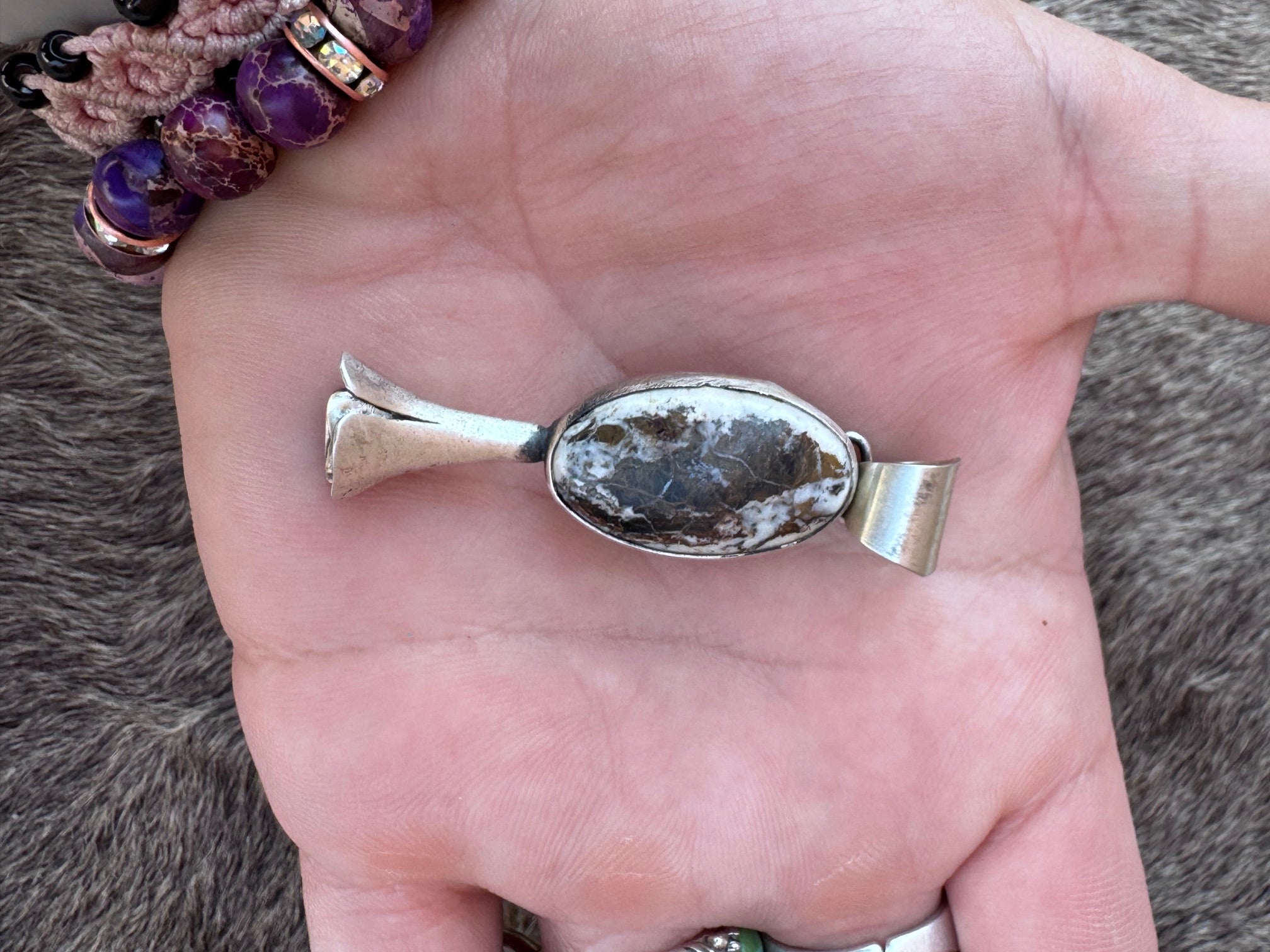 Handcrafted Sterling Silver White Buffalo Blossom Pendant