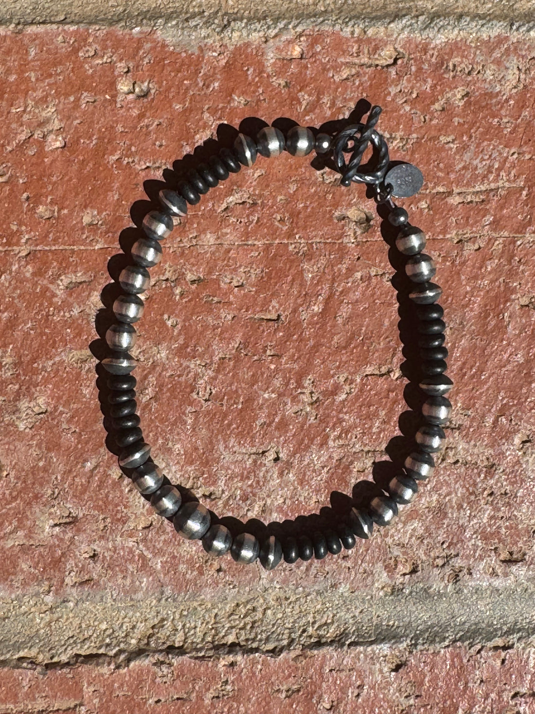 Handcrafted Onyx & Sterling Silver Pearl Beaded 5-6mm Bracelet