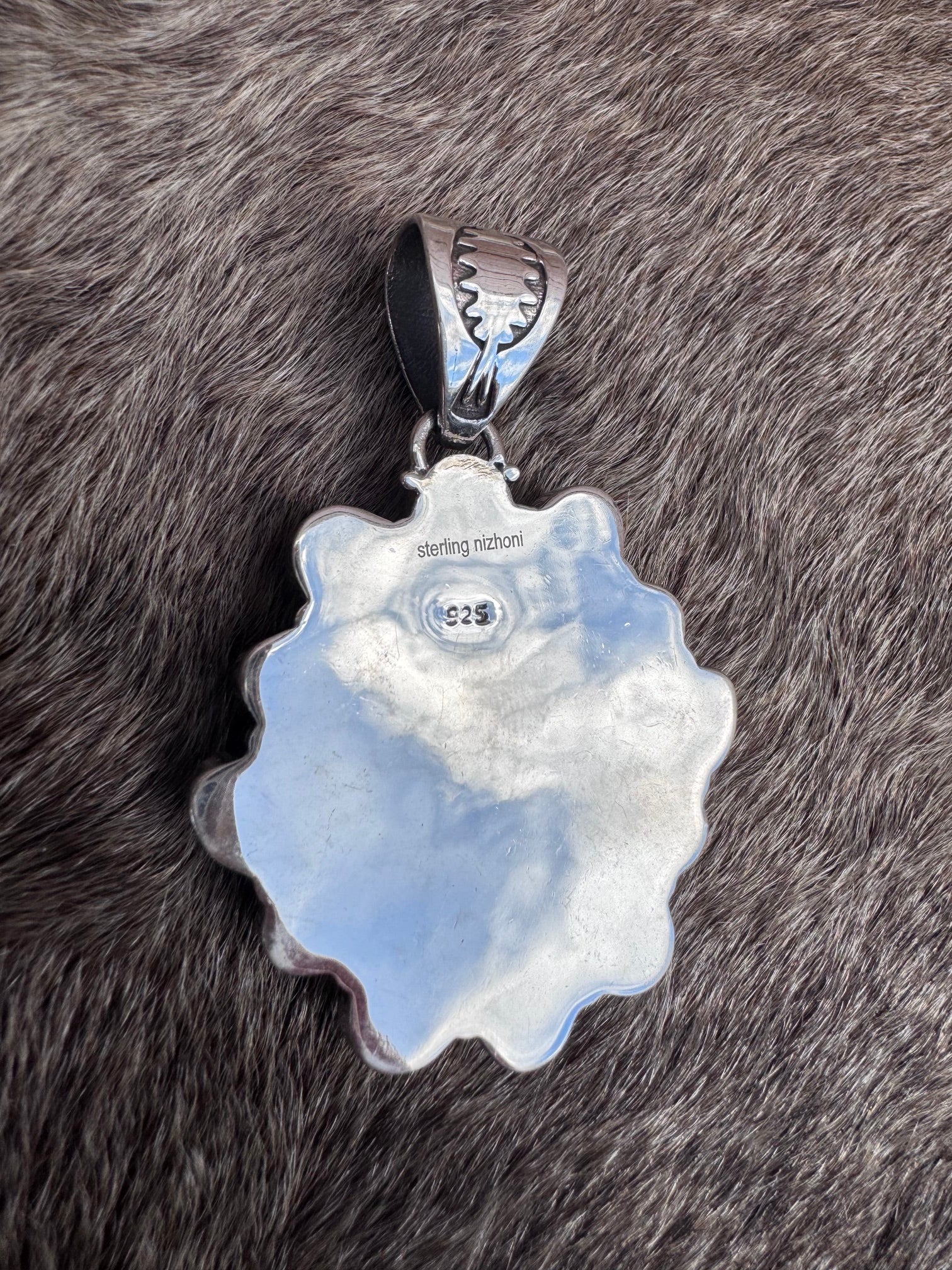 Handmade Sterling Silver Multi Stone Pendant signed Nizhoni (Blue)