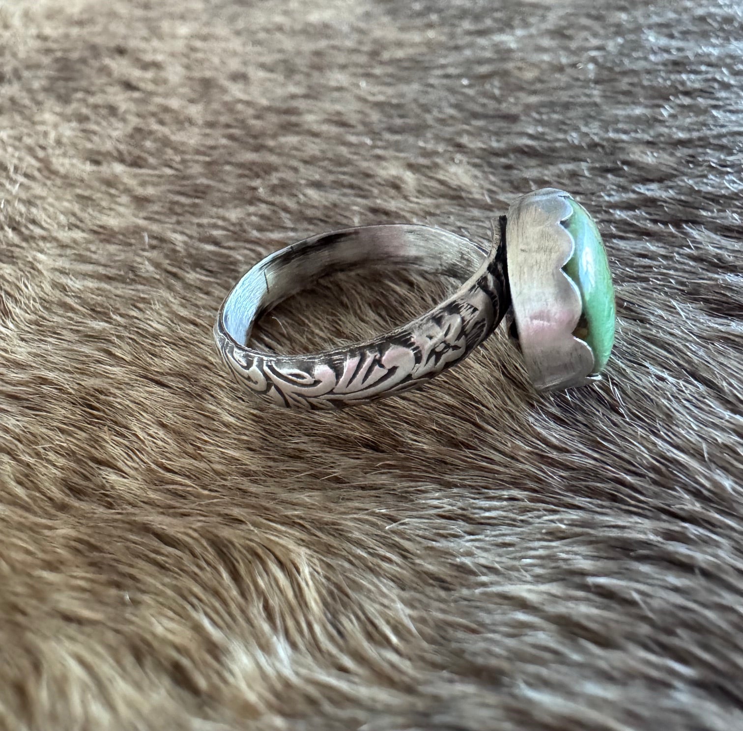 Handmade Sterling Silver Sonoran Gold Adjustable Ring by Roaming Buffalo