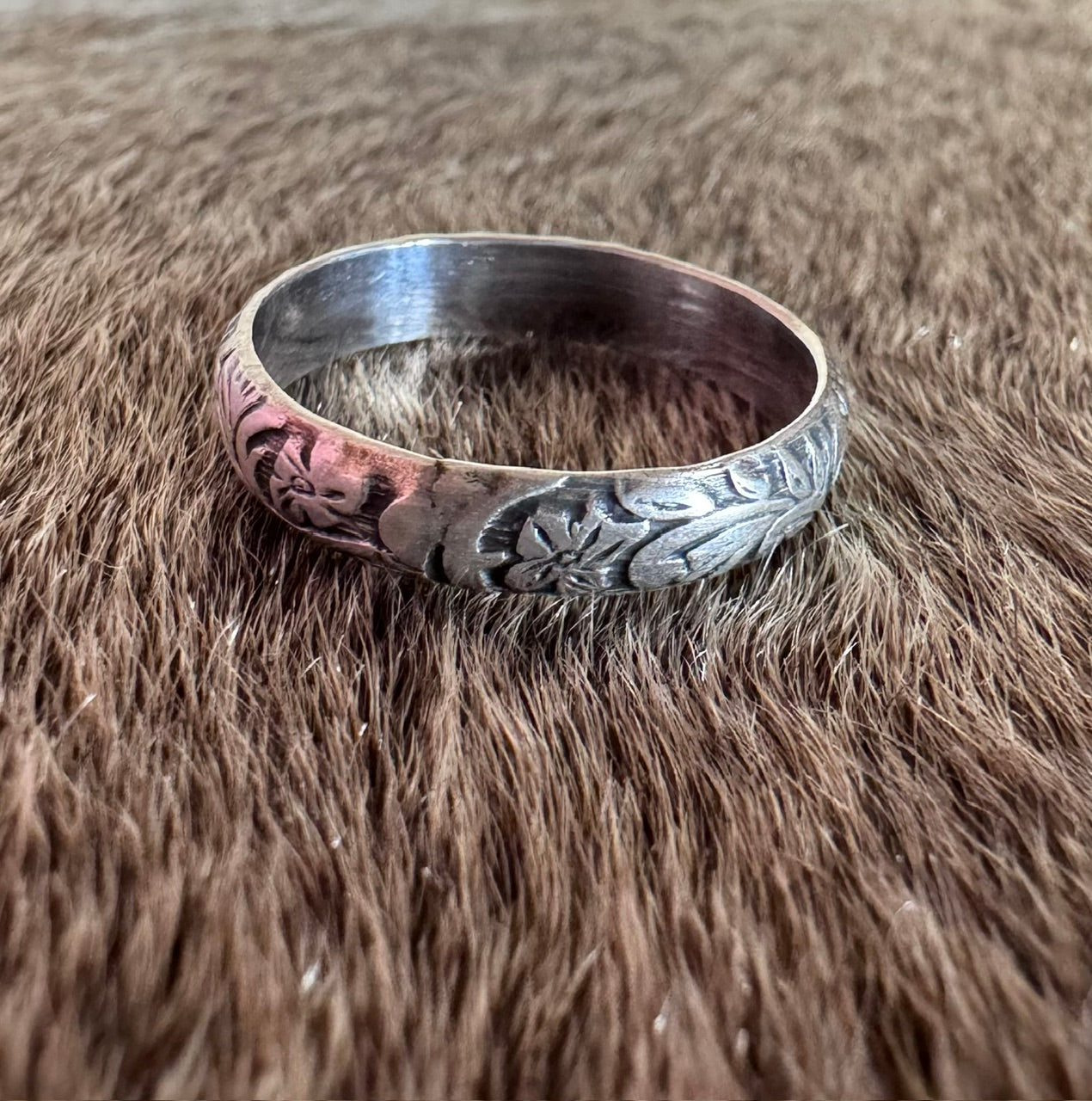 Handmade Sterling Silver Floral Band Ring by Roaming Buffalo