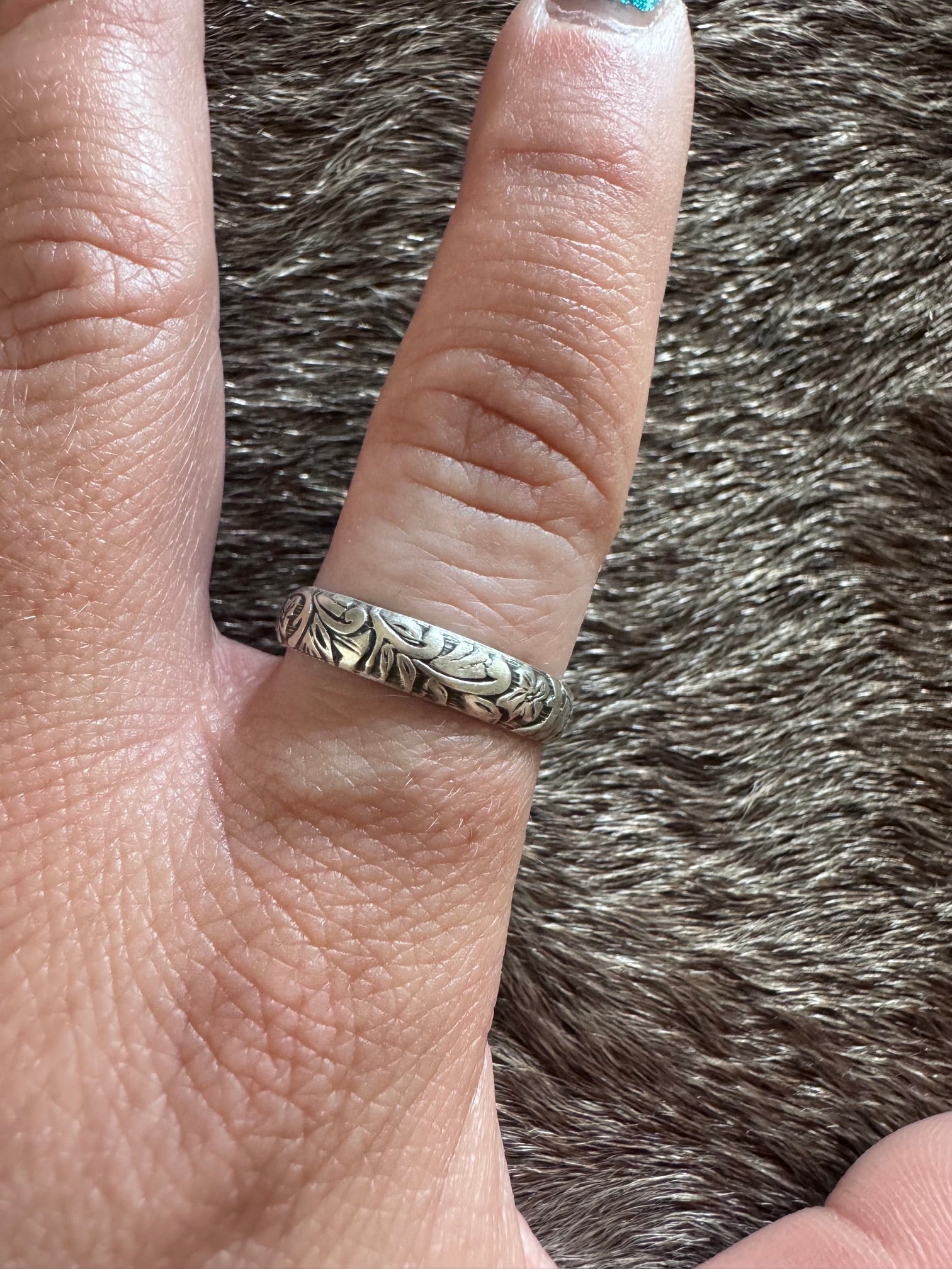 Handmade Sterling Silver Floral Band Ring by Roaming Buffalo