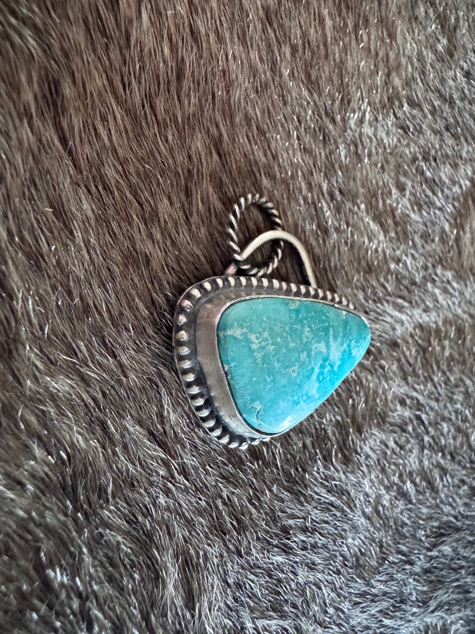 Handmade Sterling Silver Fox Turquoise Pendant by Roaming Buffalo