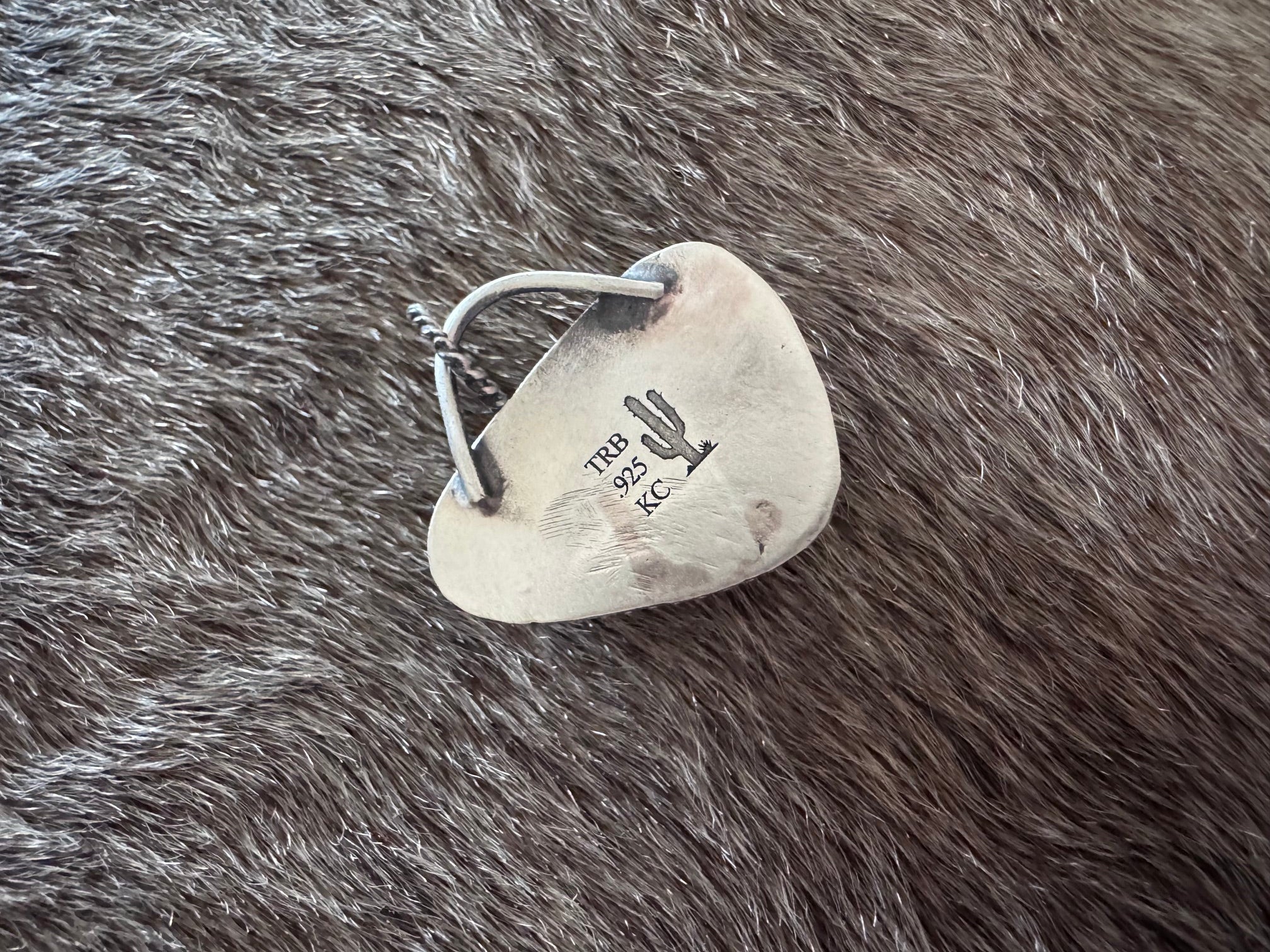 Handmade Sterling Silver Fox Turquoise Pendant by Roaming Buffalo