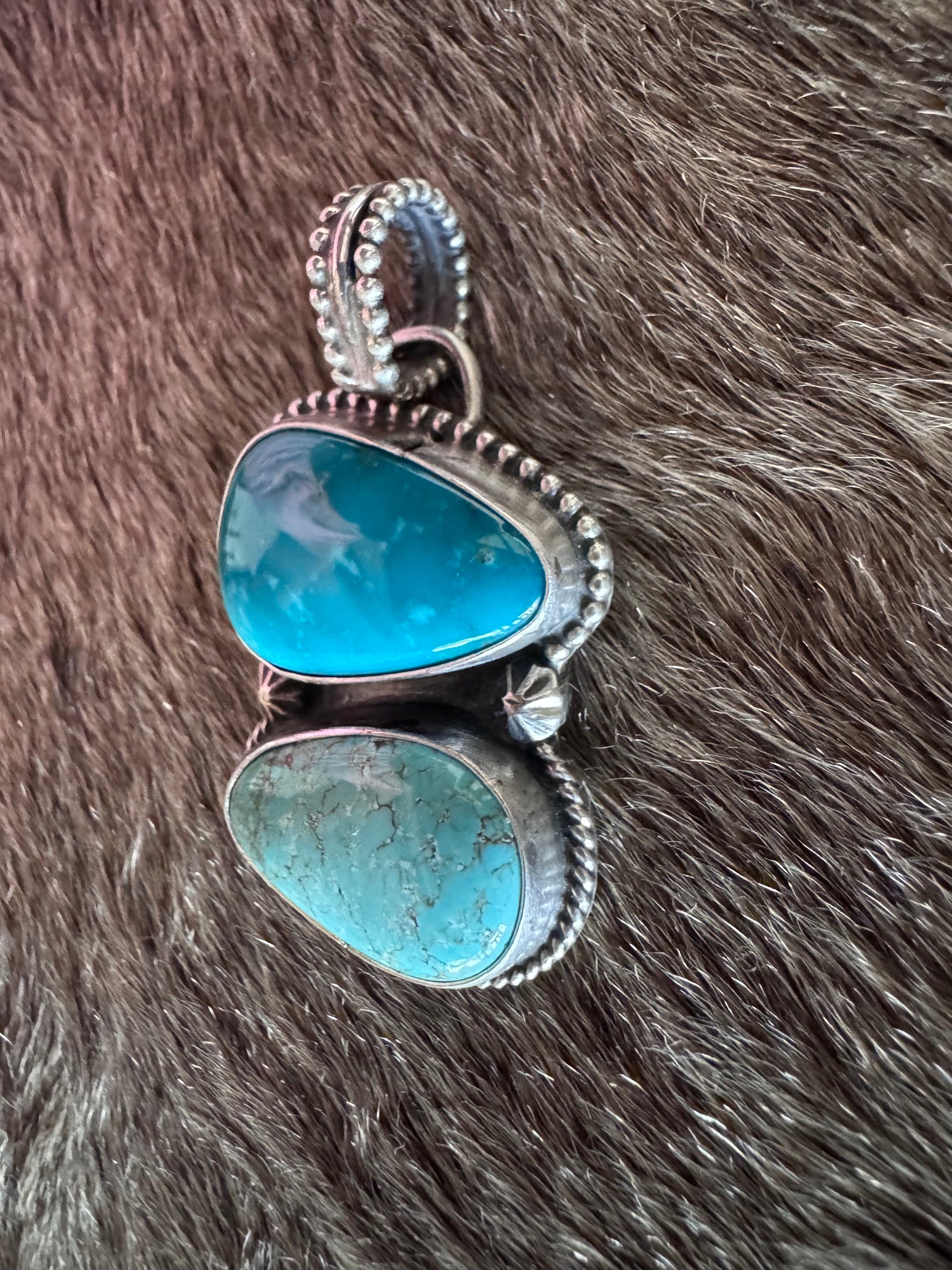 Handmade Sterling Silver Mine 8 & Armenian Turquoise Pendant by Roaming Buffalo