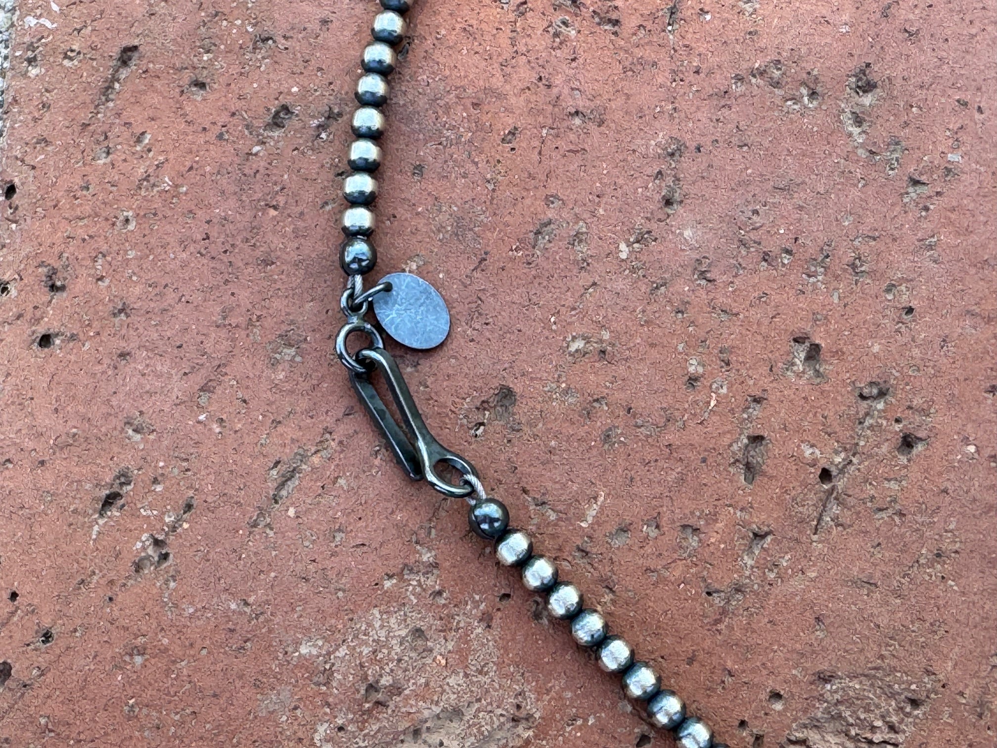 Handcrafted Blue Opal & Sterling Silver Beaded 3-8mm Necklace 22"