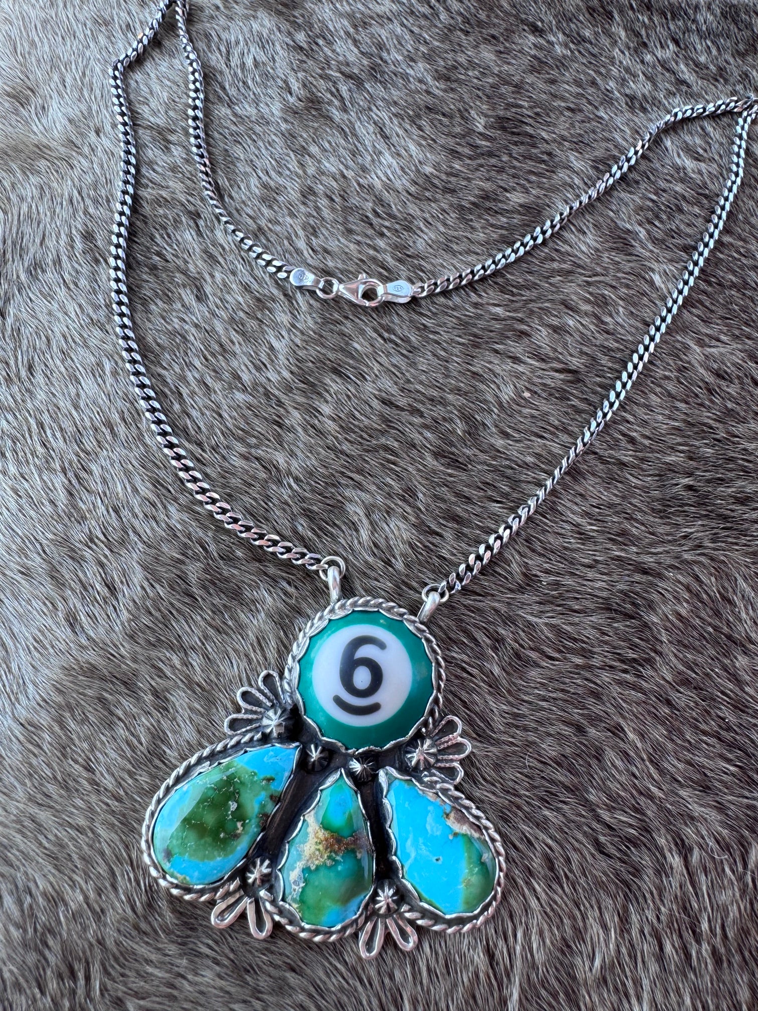 Handmade Sterling Silver Sonoran Gold Billiard Ball 18" Necklace by Roaming Buffalo