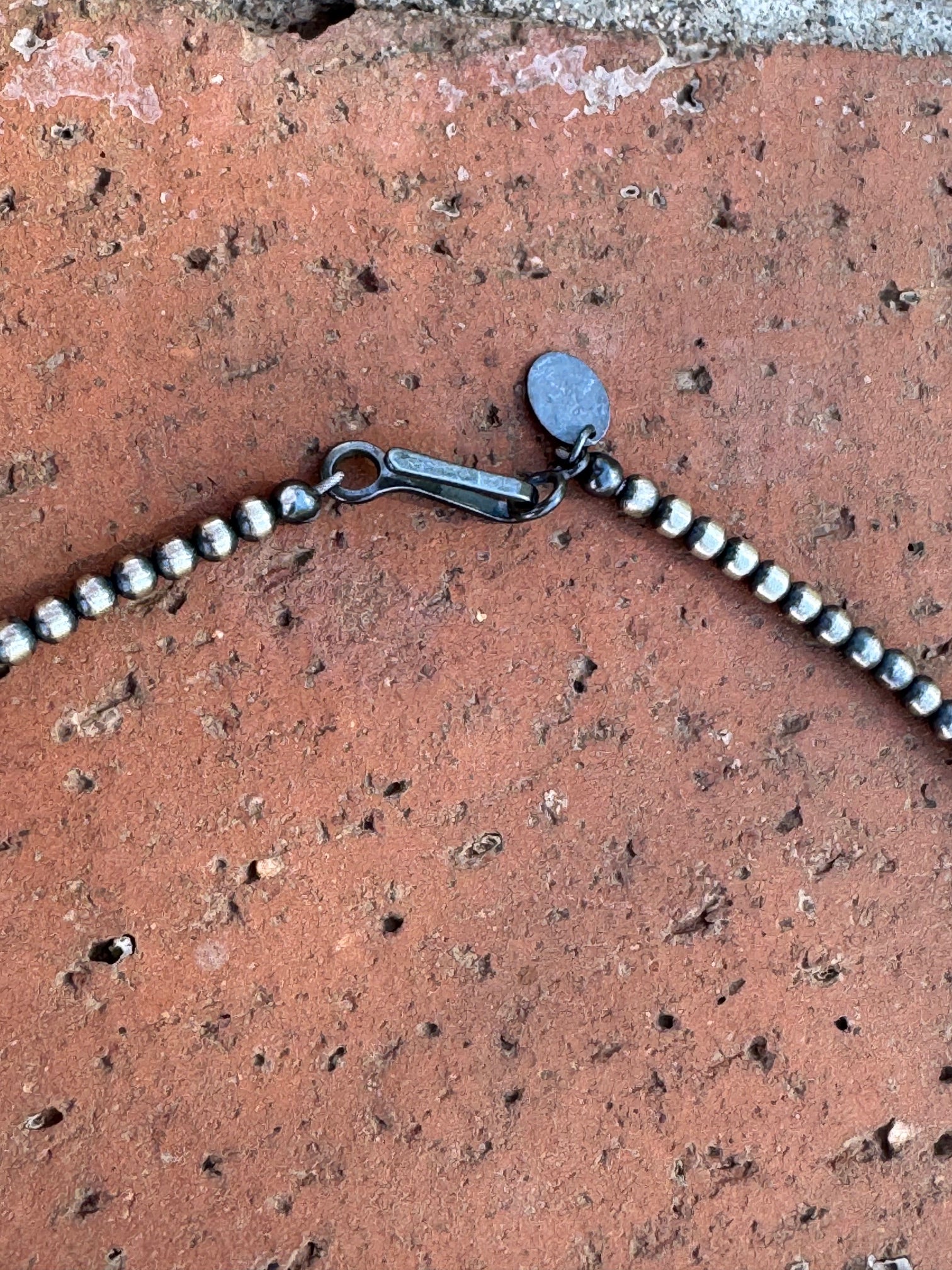 Handcrafted Blue Opal & Sterling Silver Beaded 3-6mm Necklace 18”