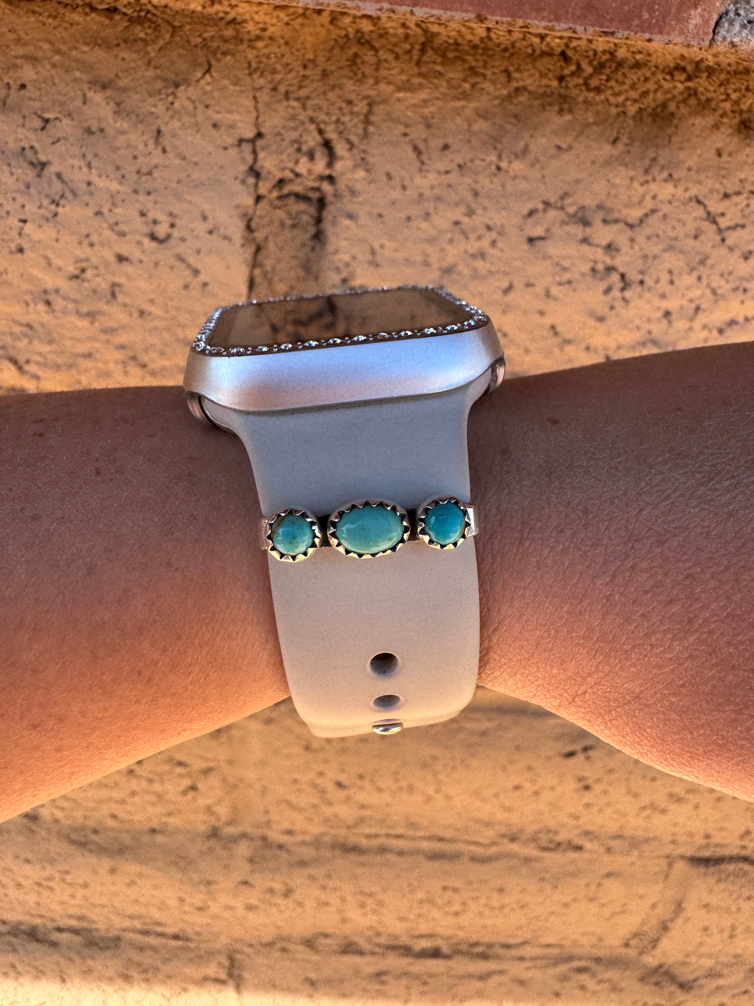 Handmade Turquoise & Sterling Silver Watch Charm Signed Nizhoni