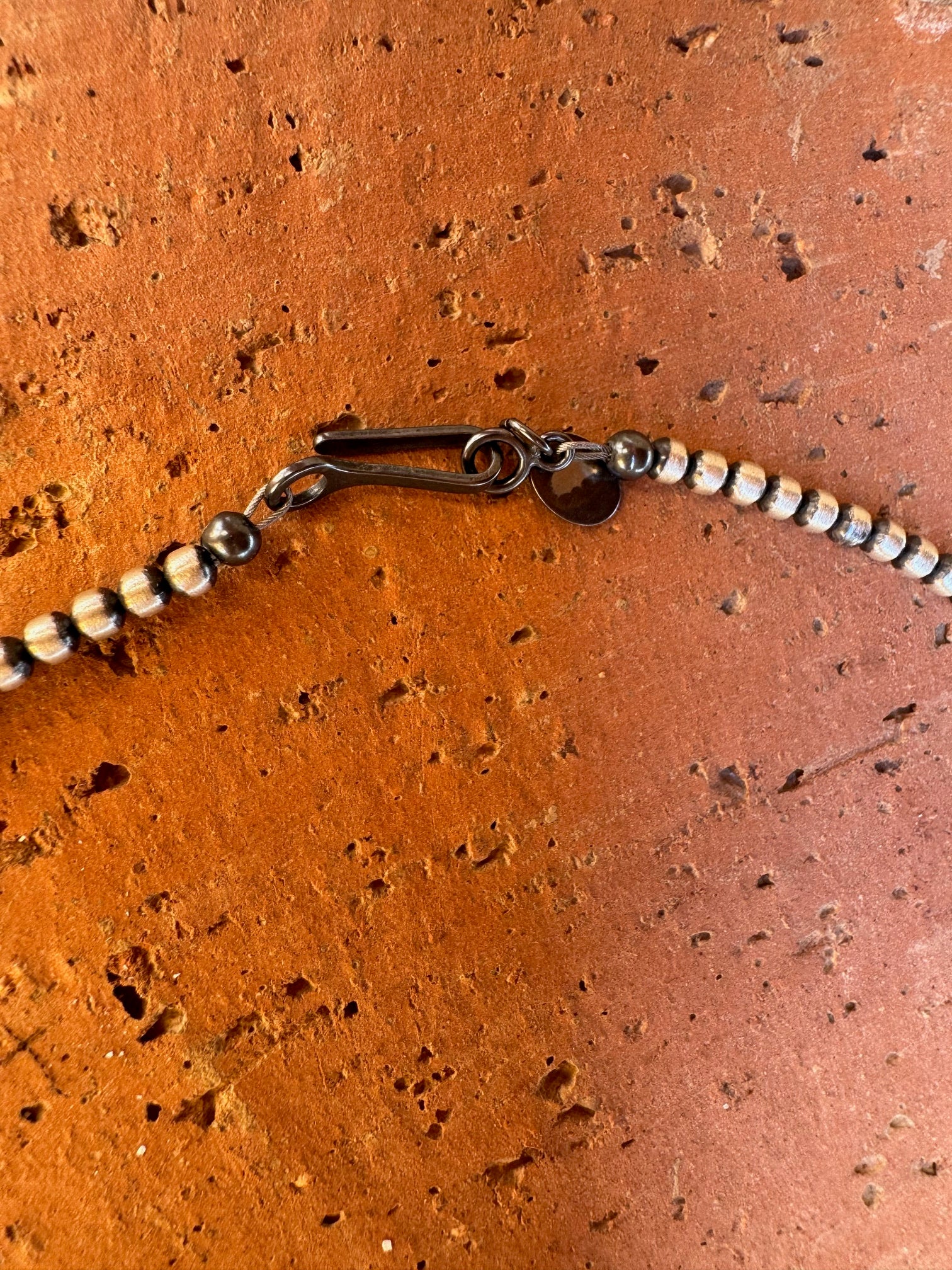 Handcrafted Sterling Silver and Palomino Turquoise Beaded 3-5mm Necklace