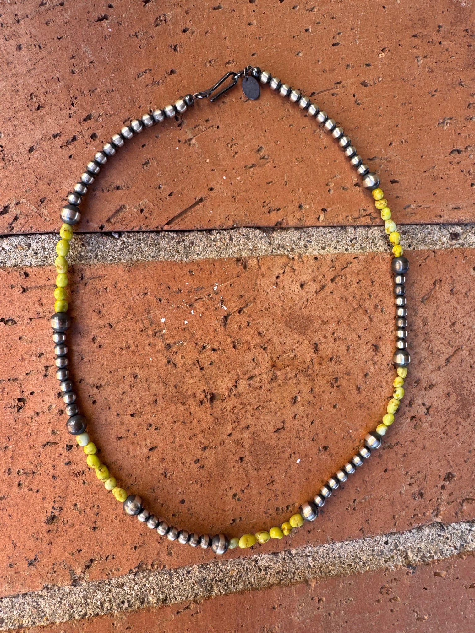 Handcrafted Sterling Silver and Palomino Turquoise Beaded 4mm & 6mm Necklace