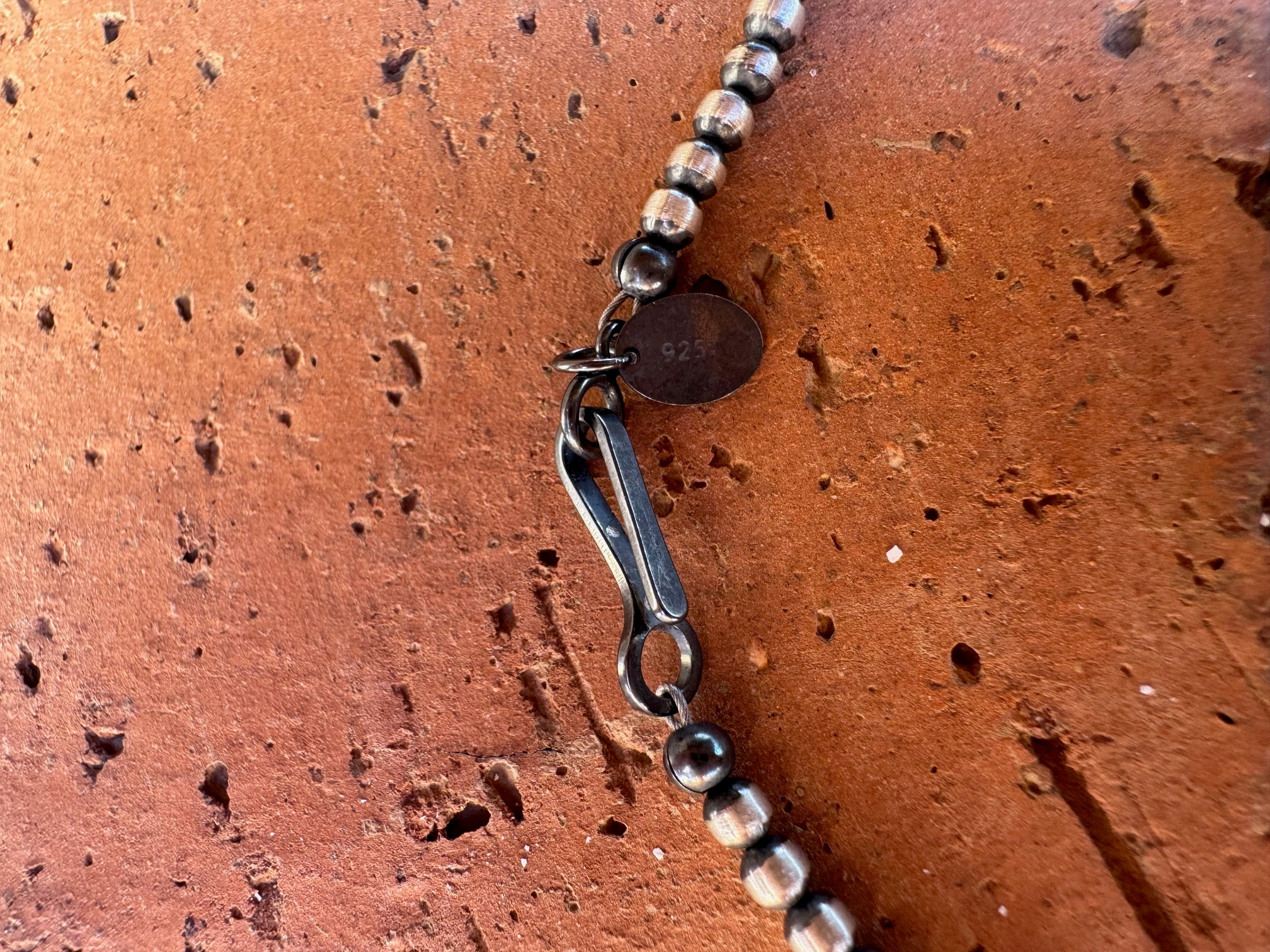 Handcrafted Sterling Silver and Palomino Turquoise Beaded 3-4mm Necklace 18"