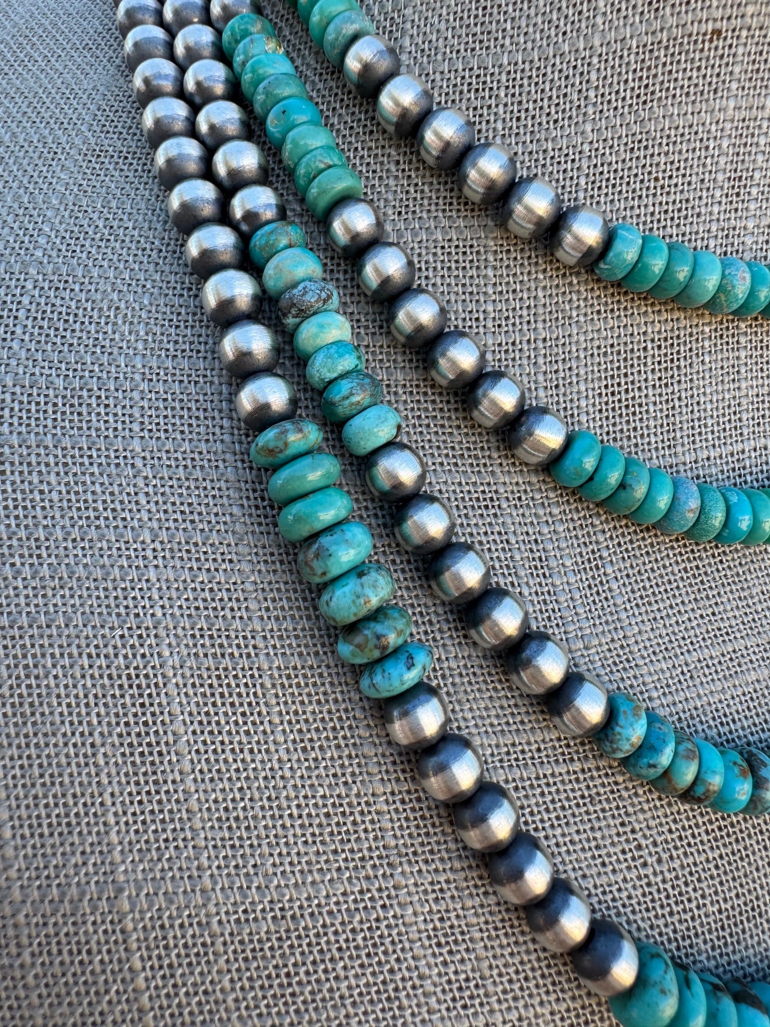 Handcrafted Turquoise & Sterling Silver Beaded 6mm Necklace