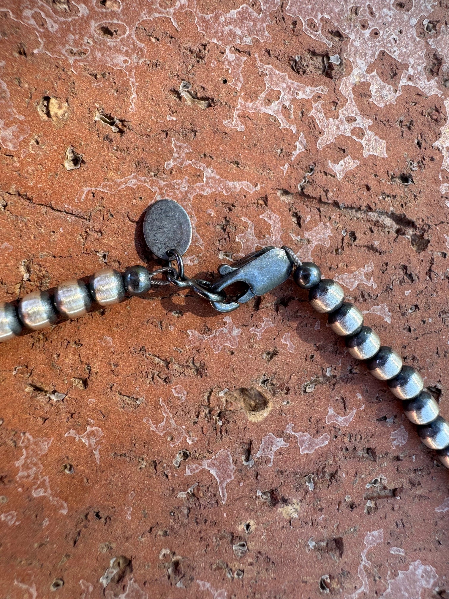Sterling Silver & Multi Stone Beaded 4-6mm Necklace 14"