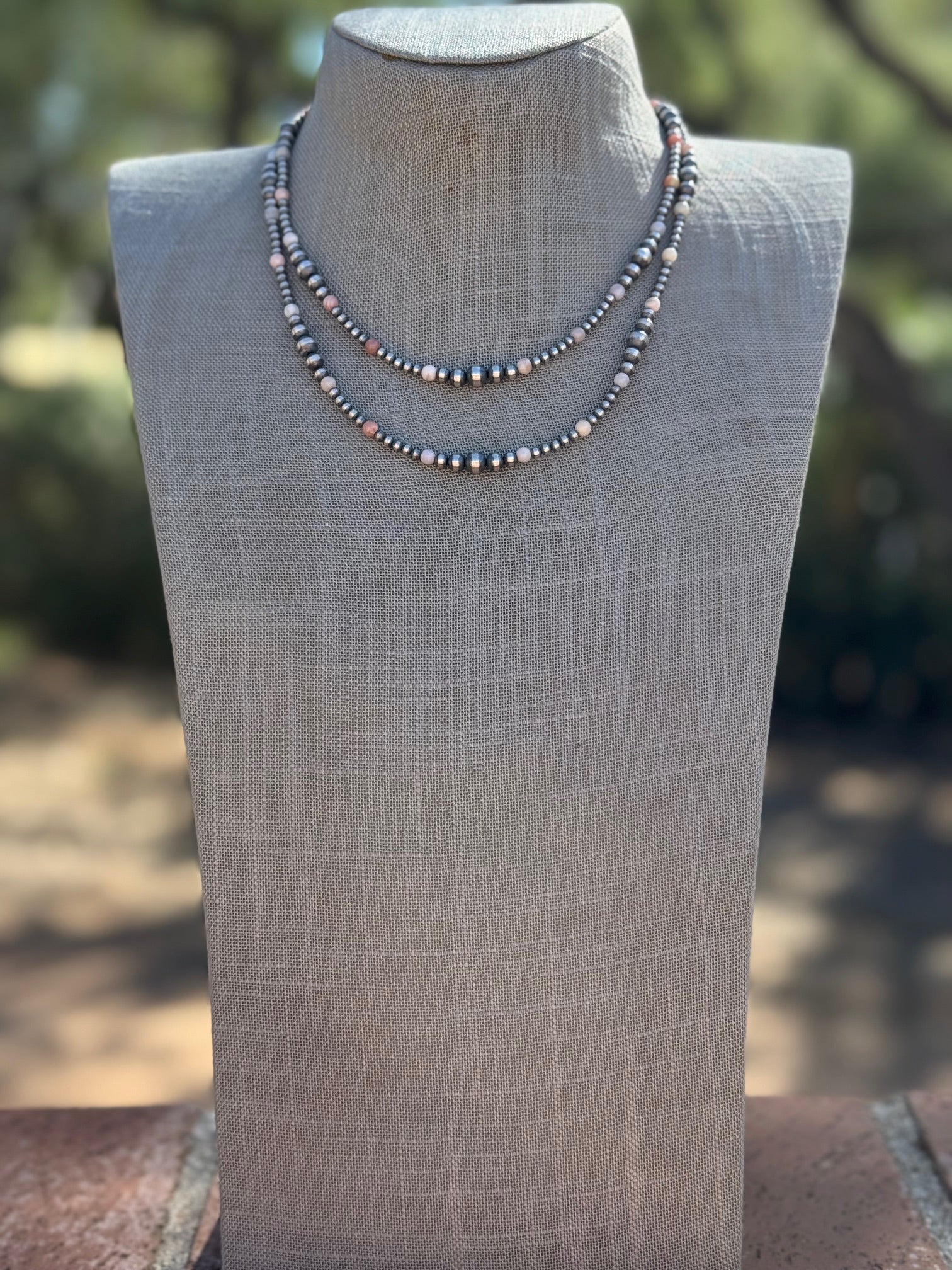 Handcrafted Pink Conch & Sterling Silver 3-6mm Beaded Necklace