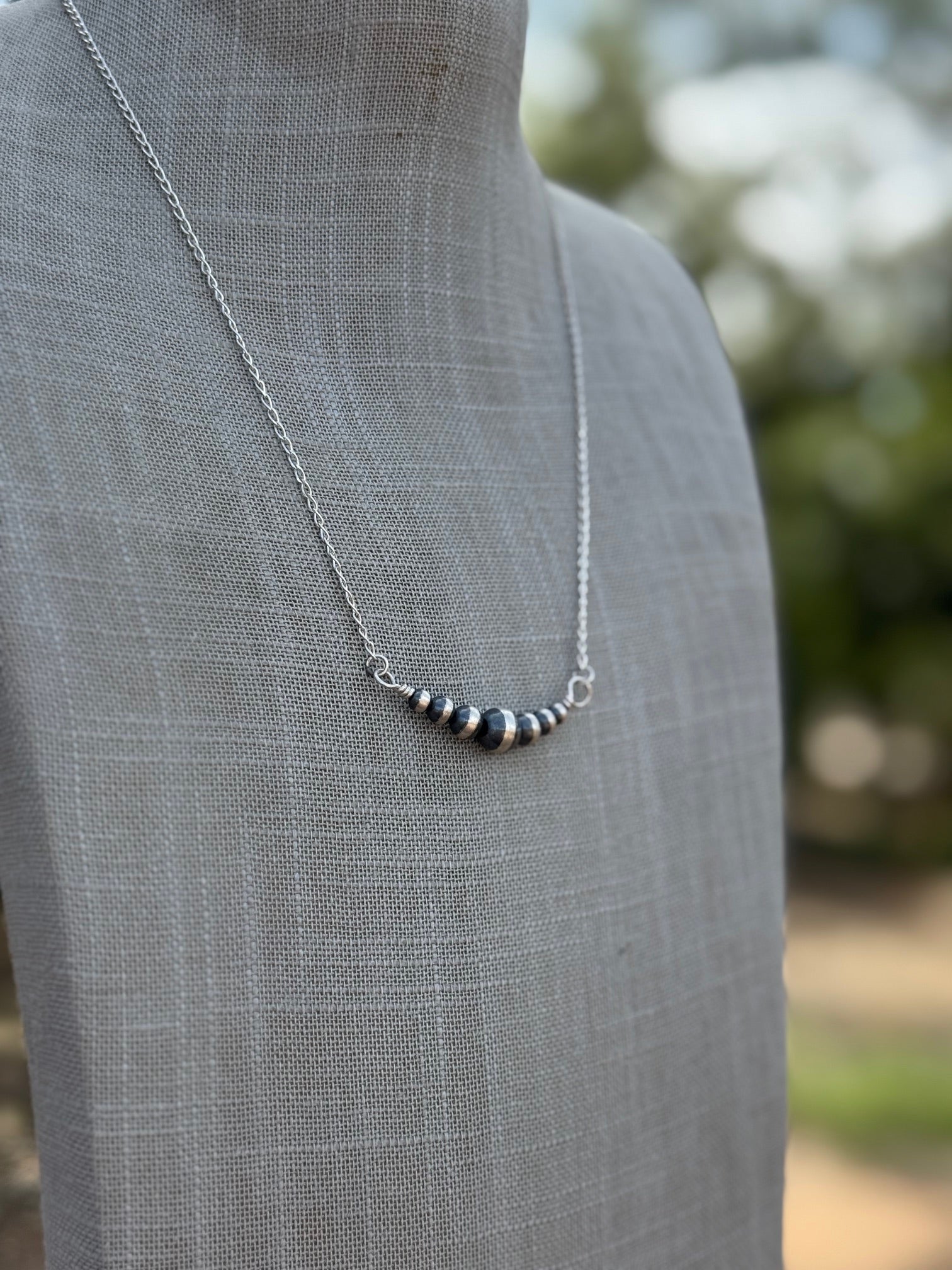 Handcrafted Sterling Silver 4-8mm Beaded Necklace 20