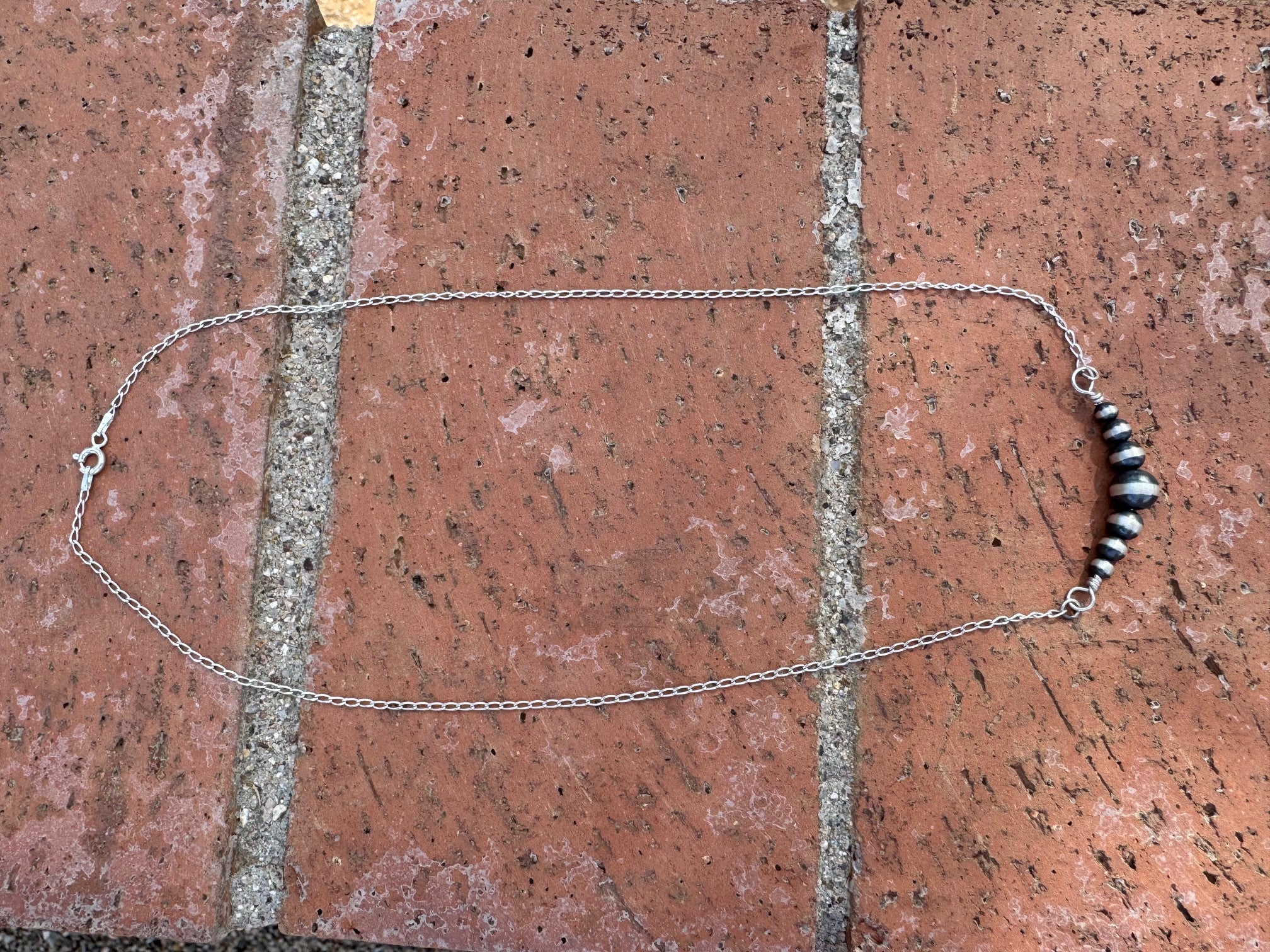 Handcrafted Sterling Silver 4-8mm Beaded Necklace 20