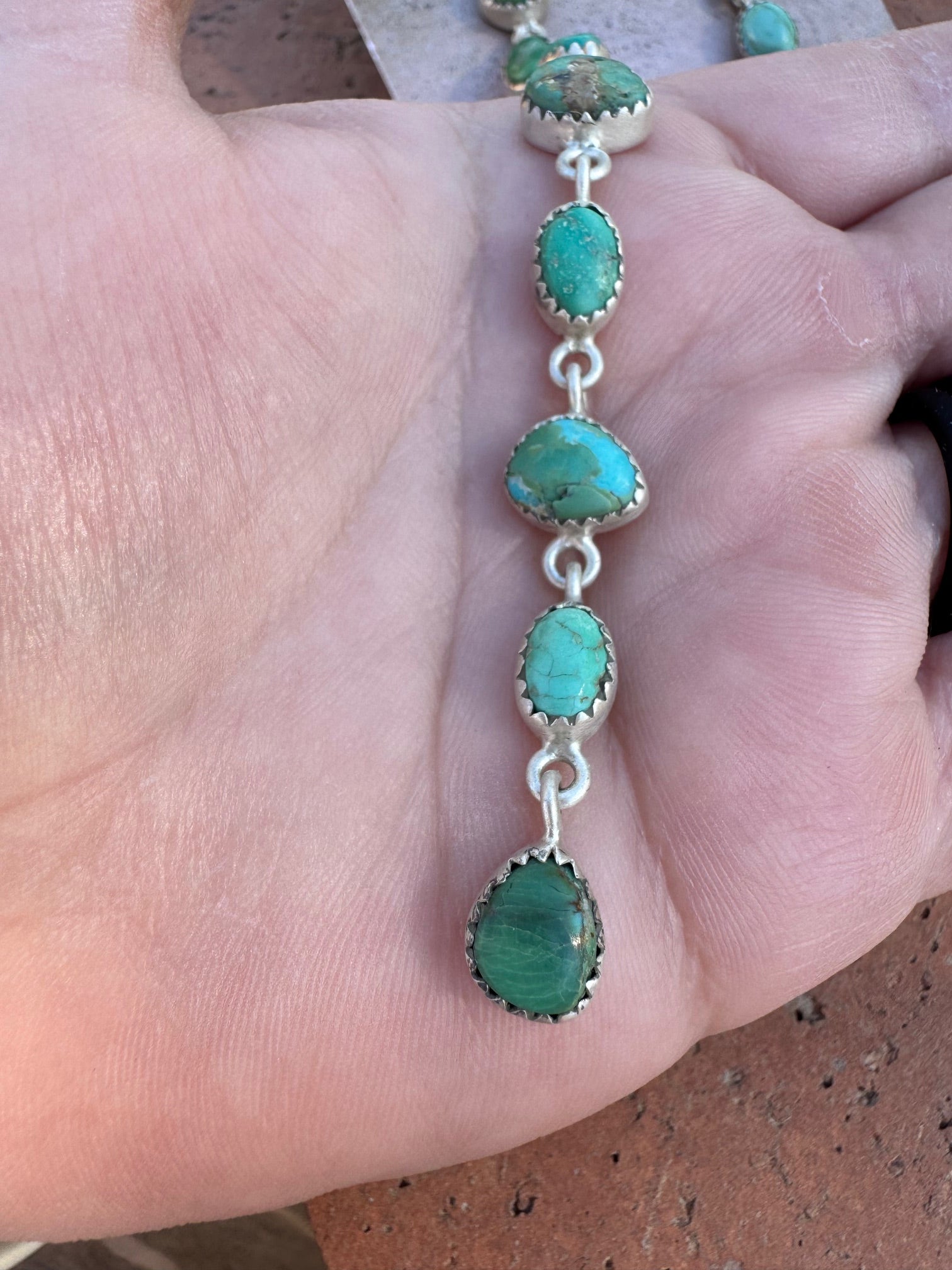 Cassidy Collection Handmade Honky Tonk Natural Royston Turquoise and Sterling Silver Dangles