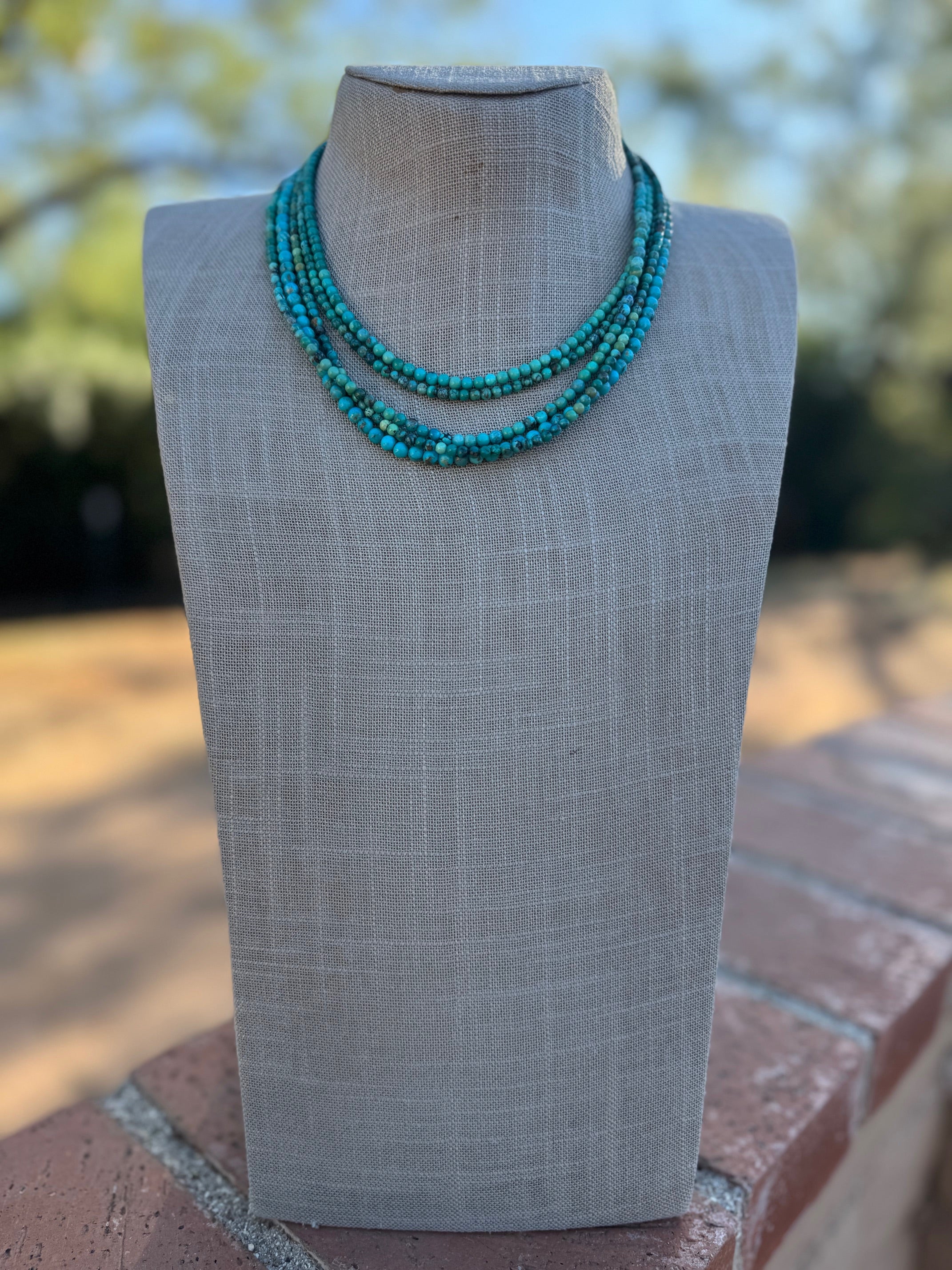 Handcrafted Kingman Turquoise Beaded Necklace 16” with 2" extender