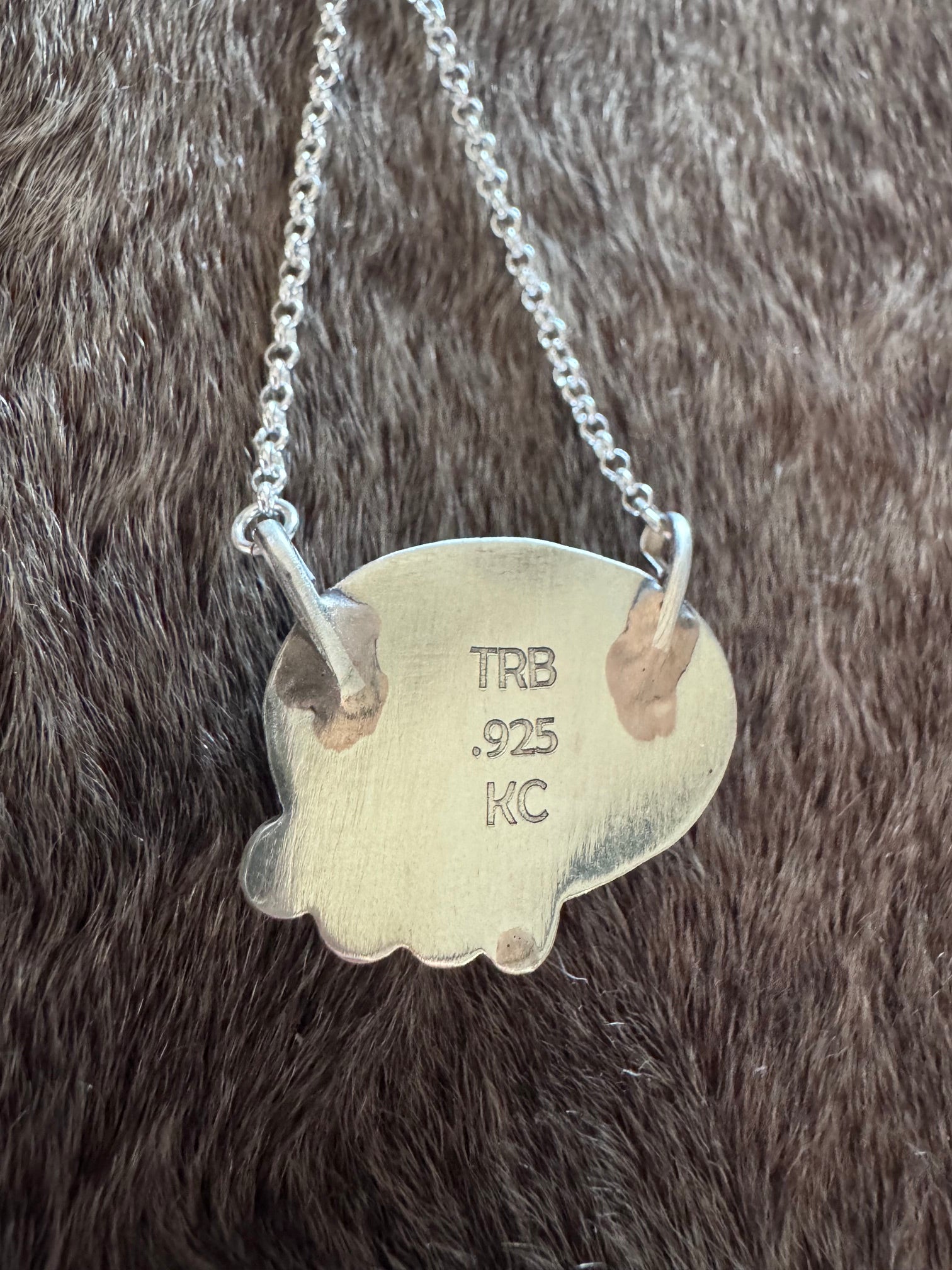 Handmade Sterling Silver Inlay Mountain 19" Necklace by Roaming Buffalo