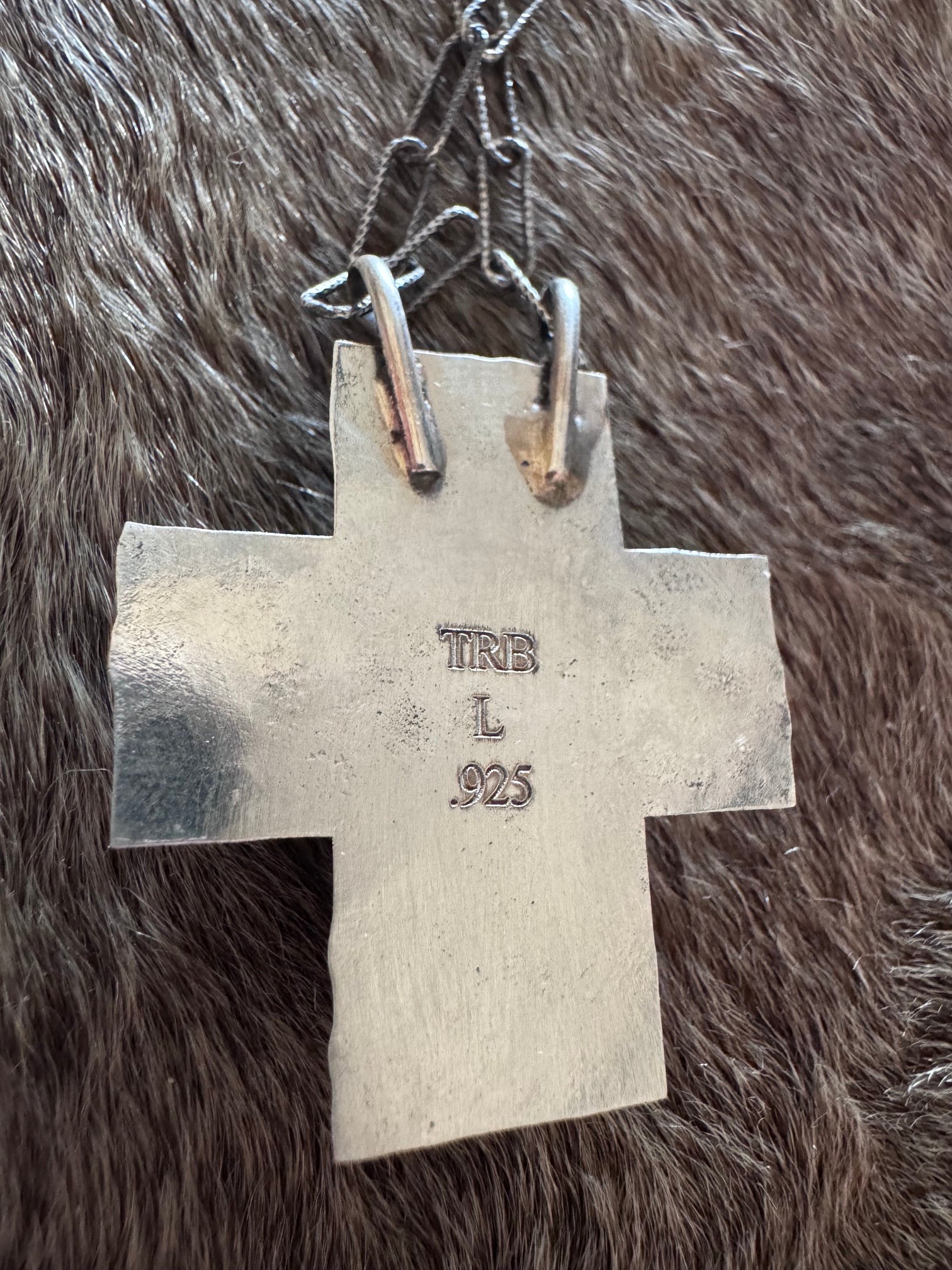 Handmade Sterling Silver White Water Turquoise Cross 18" Necklace by Roaming Buffalo