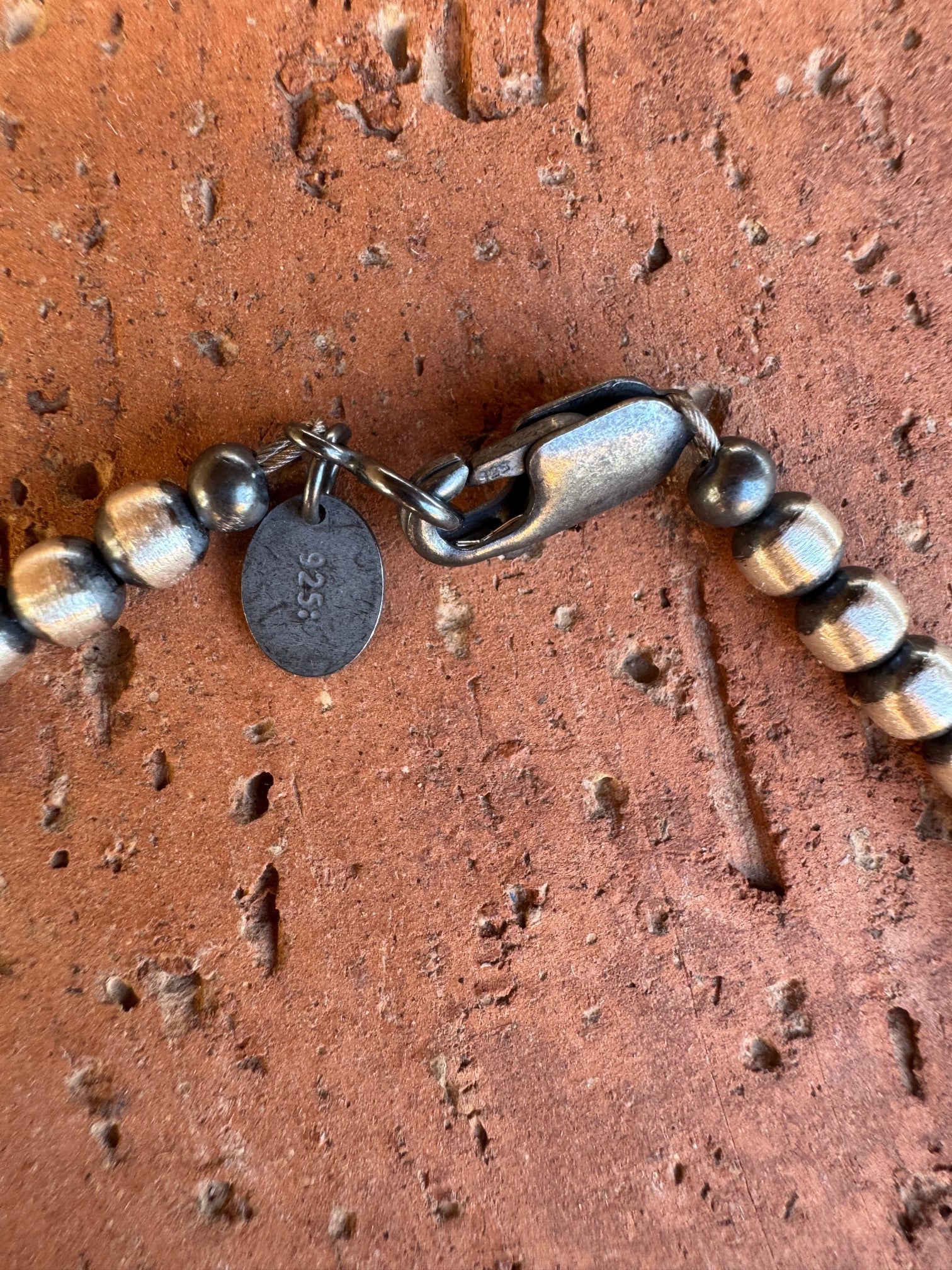 Handcrafted Turquoise & Sterling Silver Pearls 4-5mm Beaded Bracelet 7.5"