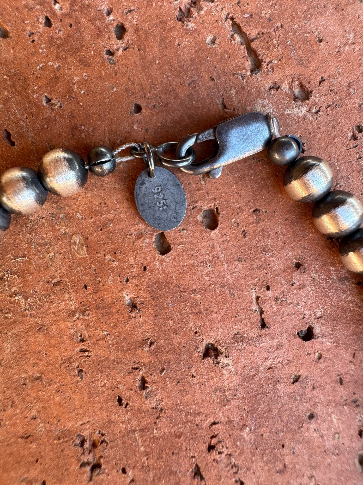 Handcrafted Turquoise & Sterling Silver Pearls 5-6mm Beaded Bracelet 7.5"