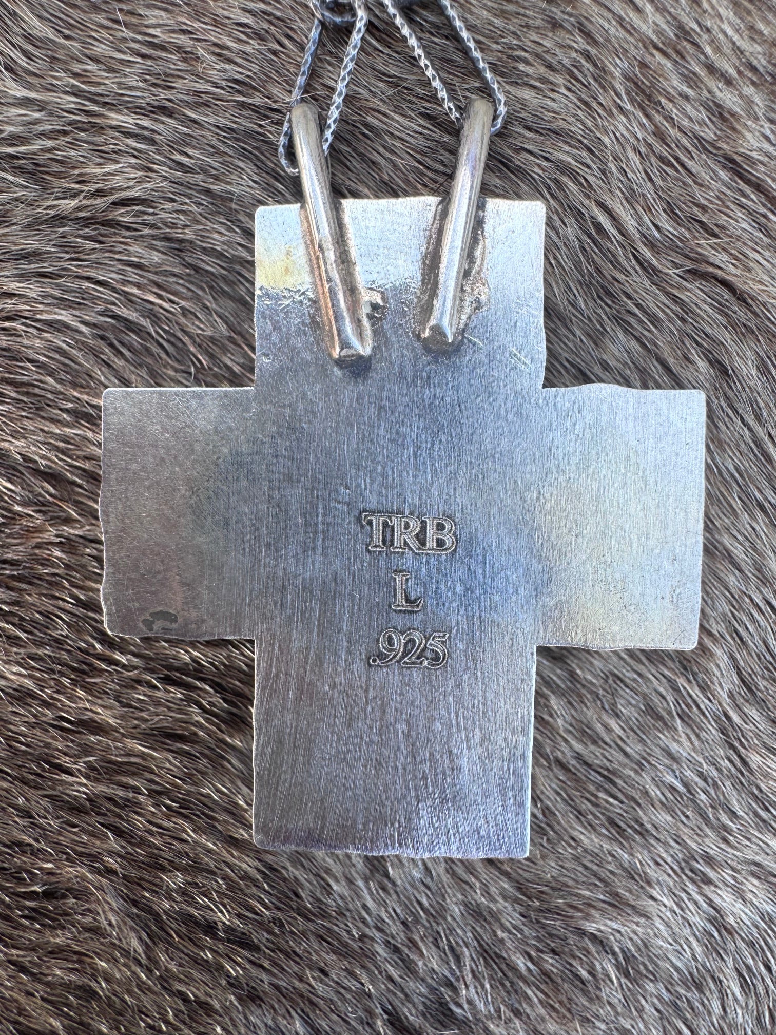 Handmade Sterling Silver Golden Hills Turquoise Cross 18" Necklace by Roaming Buffalo