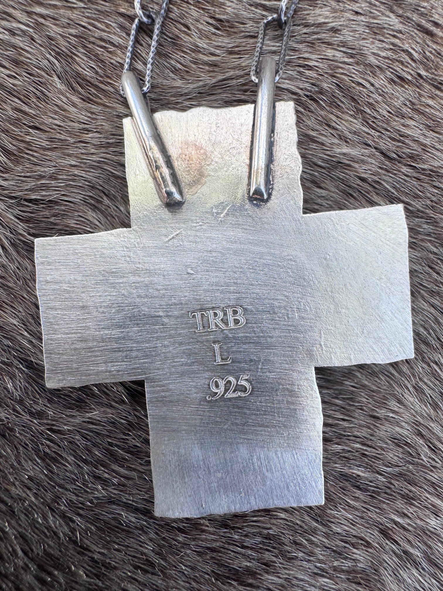 Handmade Sterling Silver White Water Turquoise Cross 18" Necklace by Roaming Buffalo