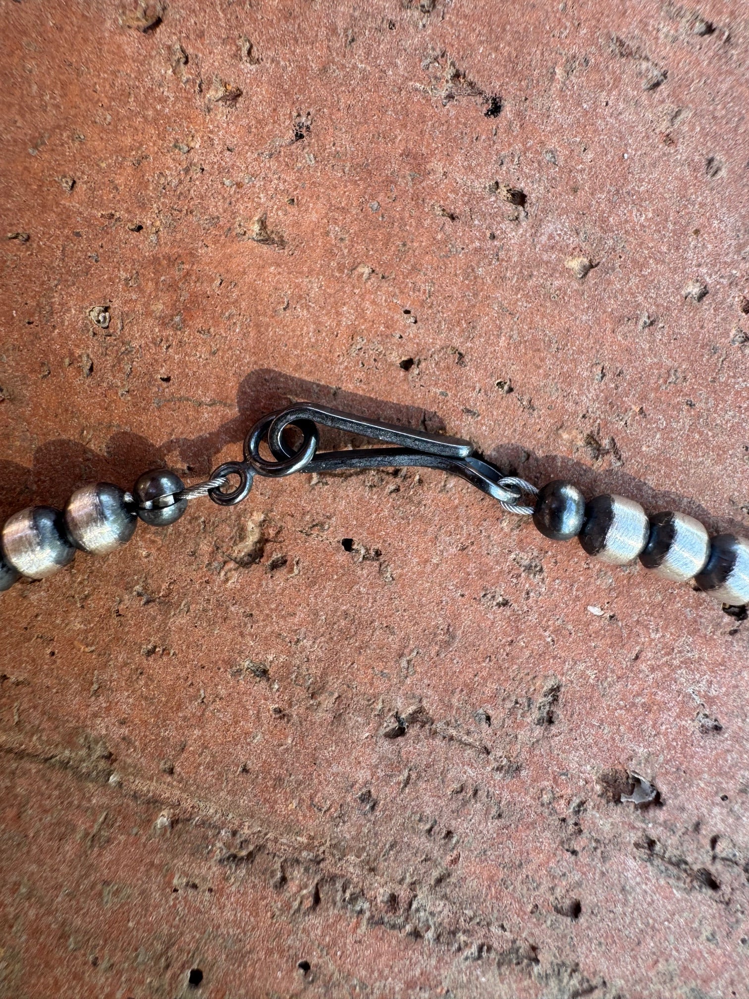 Handcrafted Turquoise & Sterling Silver Pearl 4mm Beaded Necklace 20"