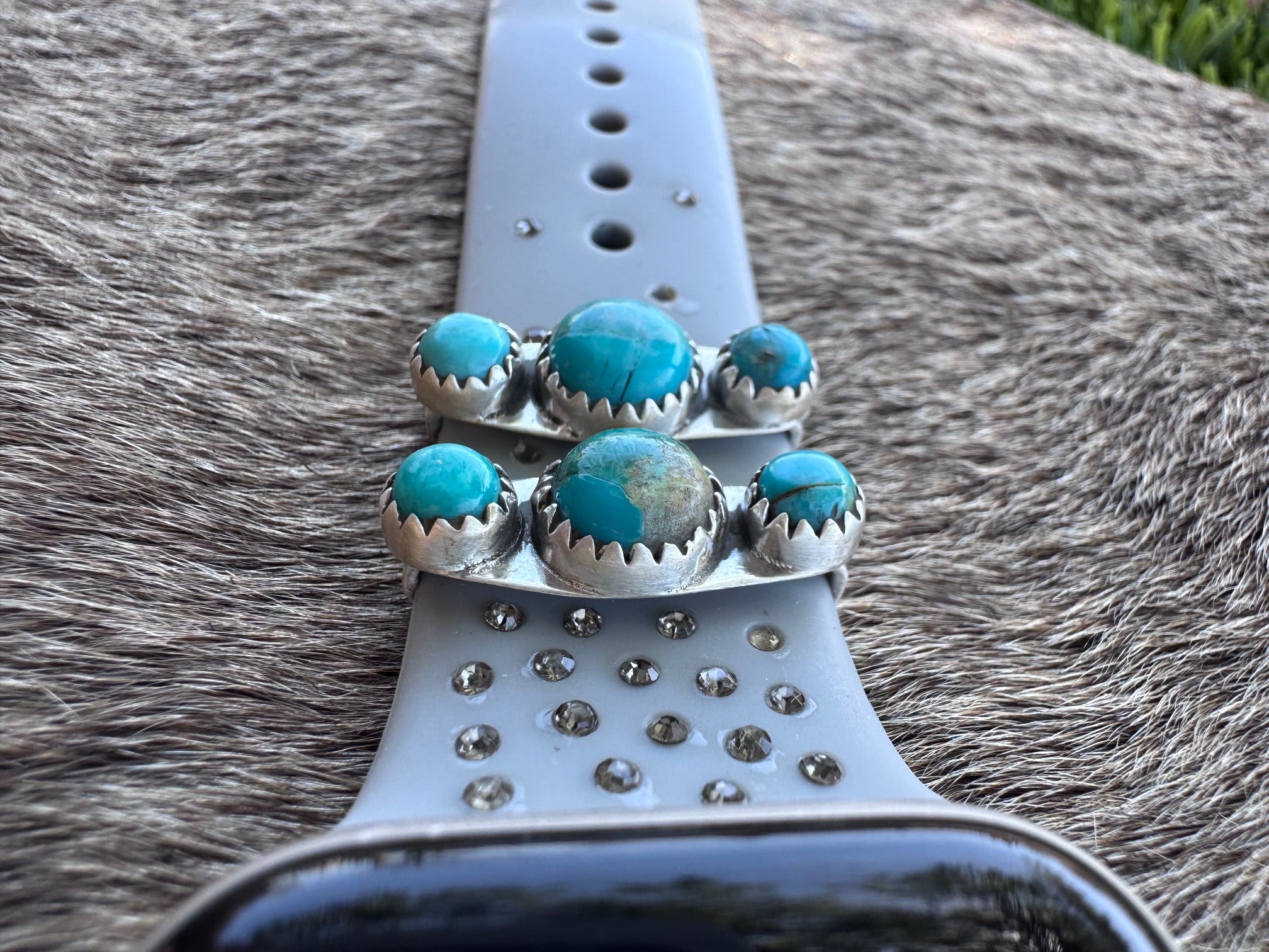 Handmade Sterling Silver Kingman Turquoise Watch Charms with Signed Nizhoni