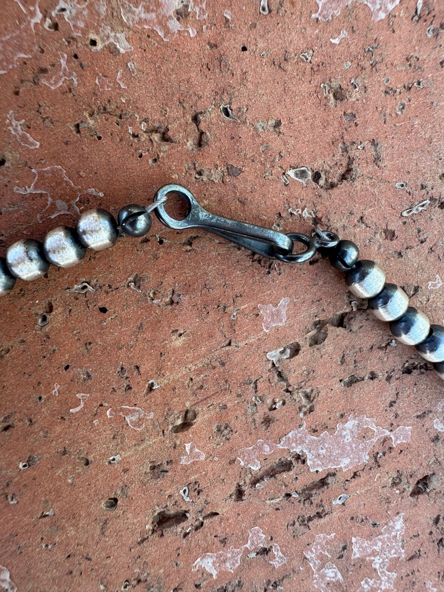 Handcrafted Hubei Turquoise & Sterling Silver Pearl 4mm Beaded Necklace 16"