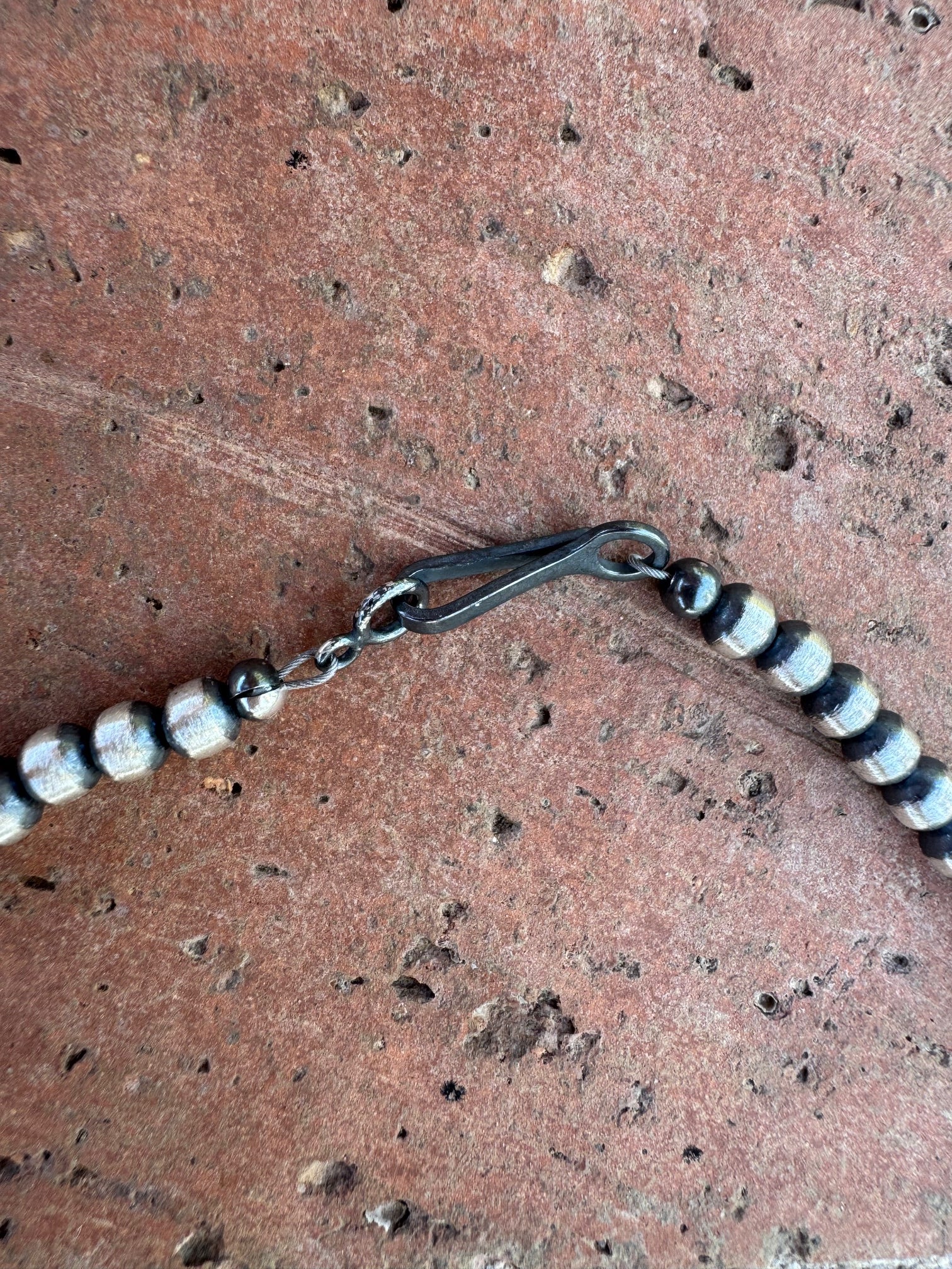 Handcrafted Hubei Turquoise & Sterling Silver Pearl 4mm Beaded Necklace 20"