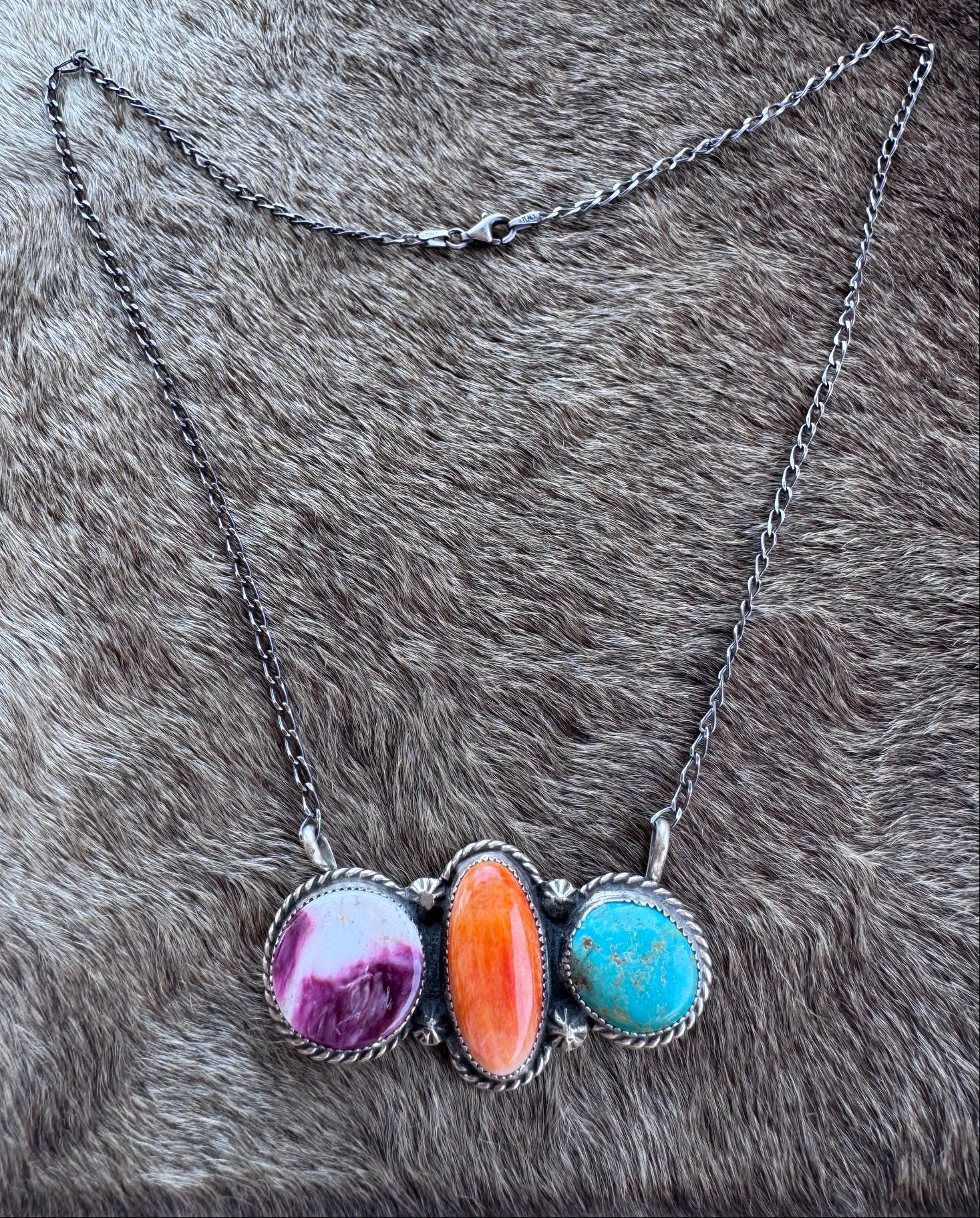 Handmade Sterling Silver Royston & Spiny Bar 19.5" Necklace by Roaming Buffalo